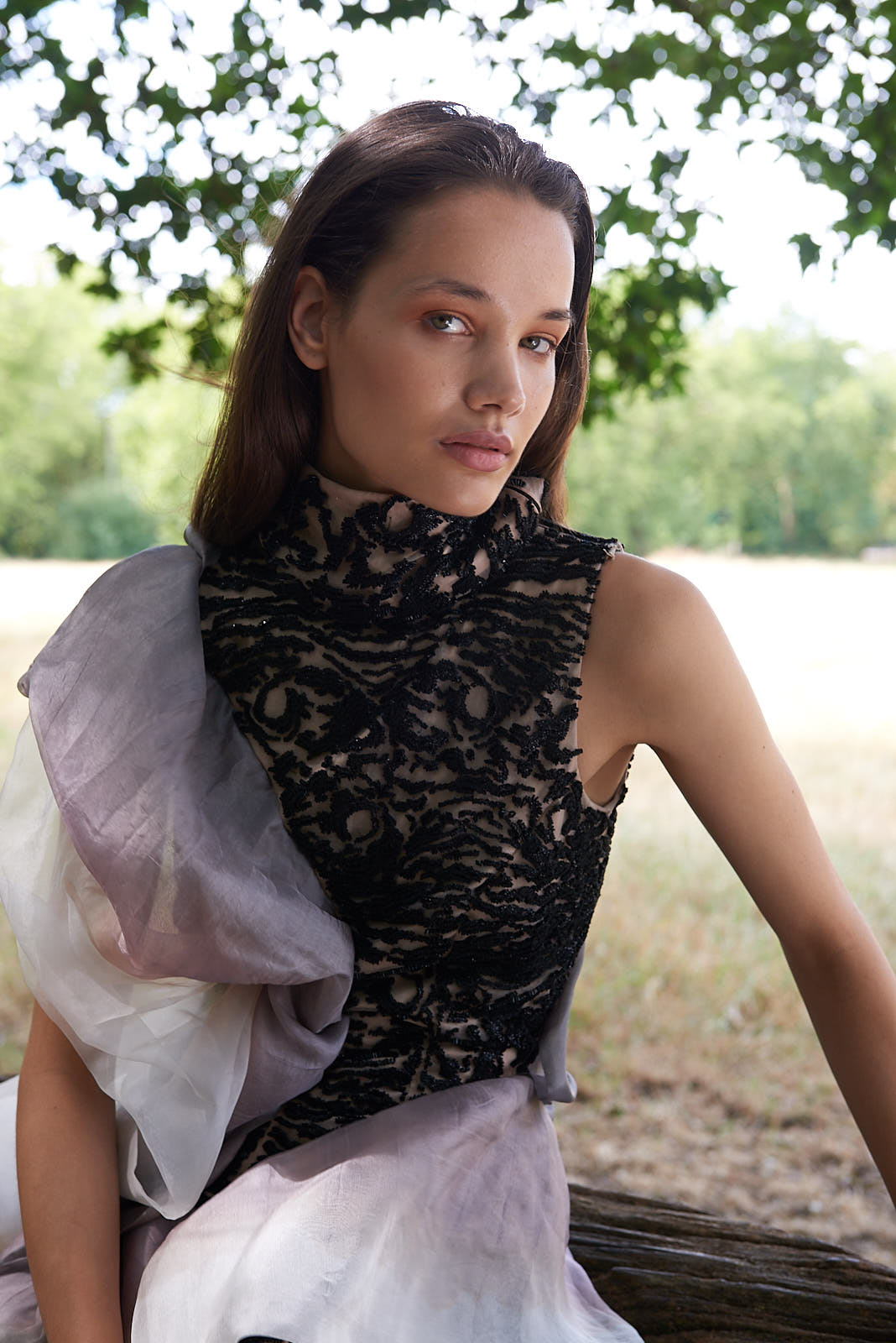 Black Hand Embroidered Silk Dress