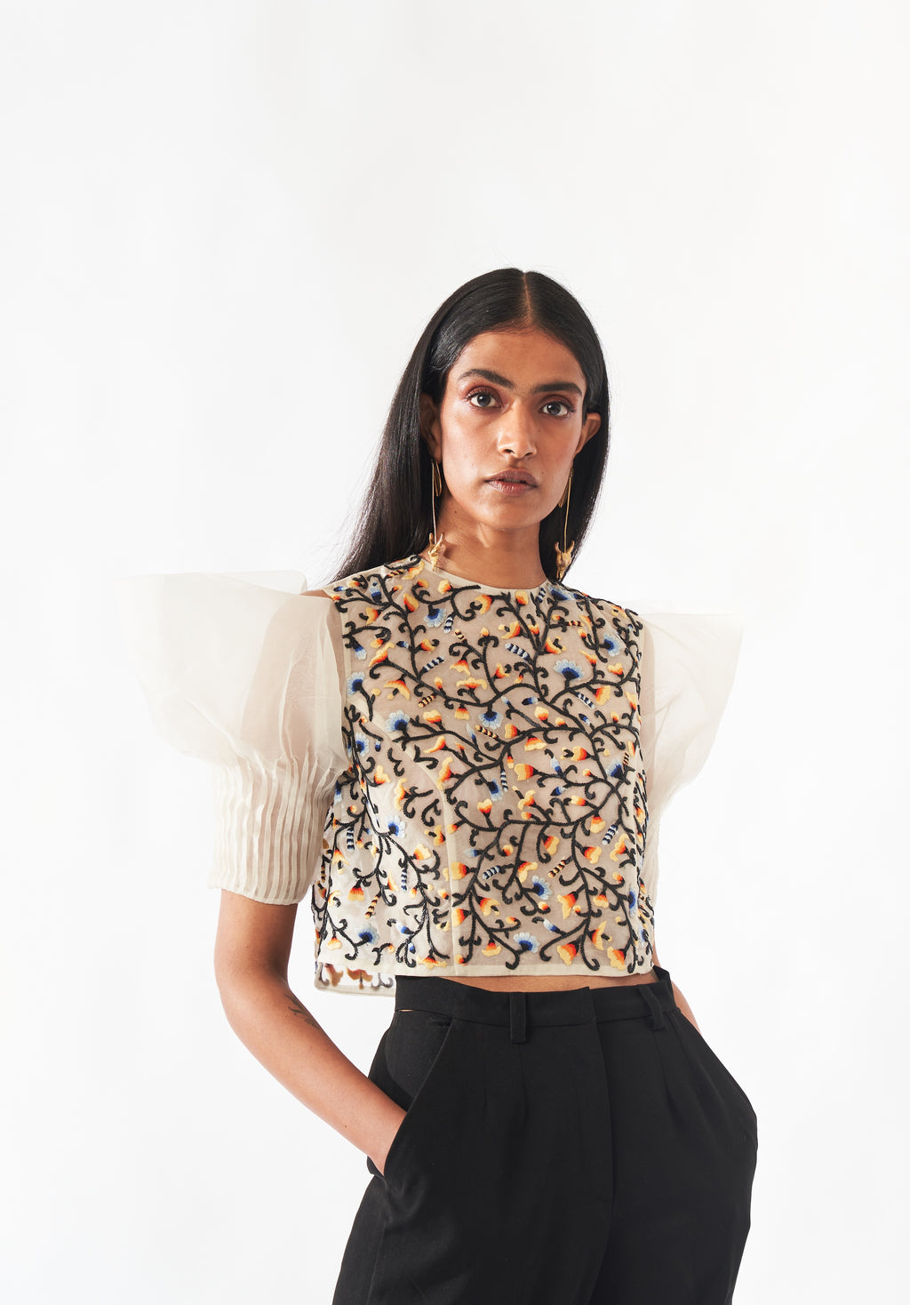 Floral Hand Embroidered Top