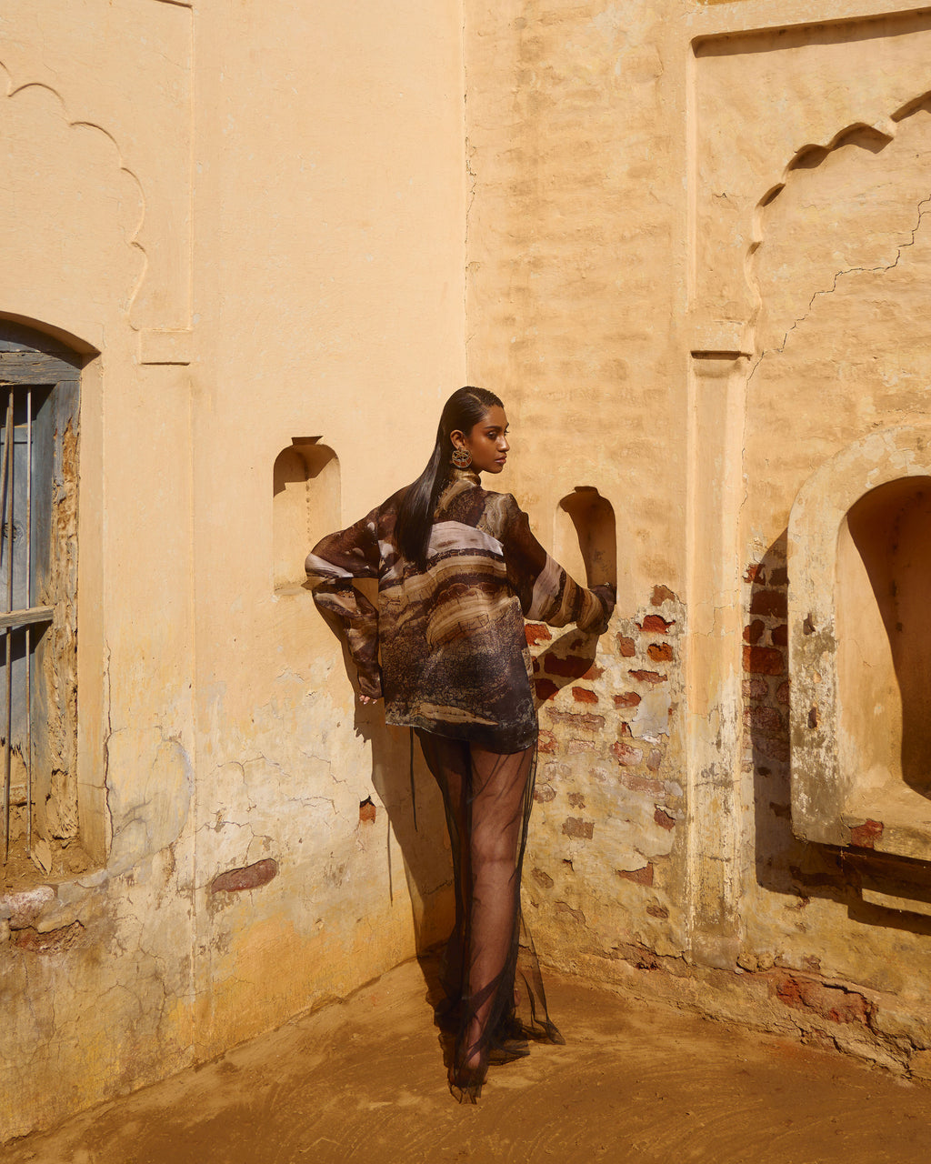 Brown Silk Organza Shirt