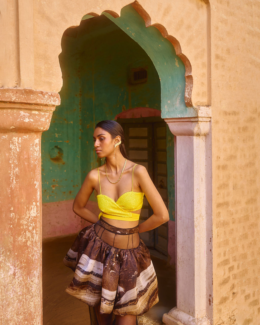 Yellow Sequin Wrap Bralette