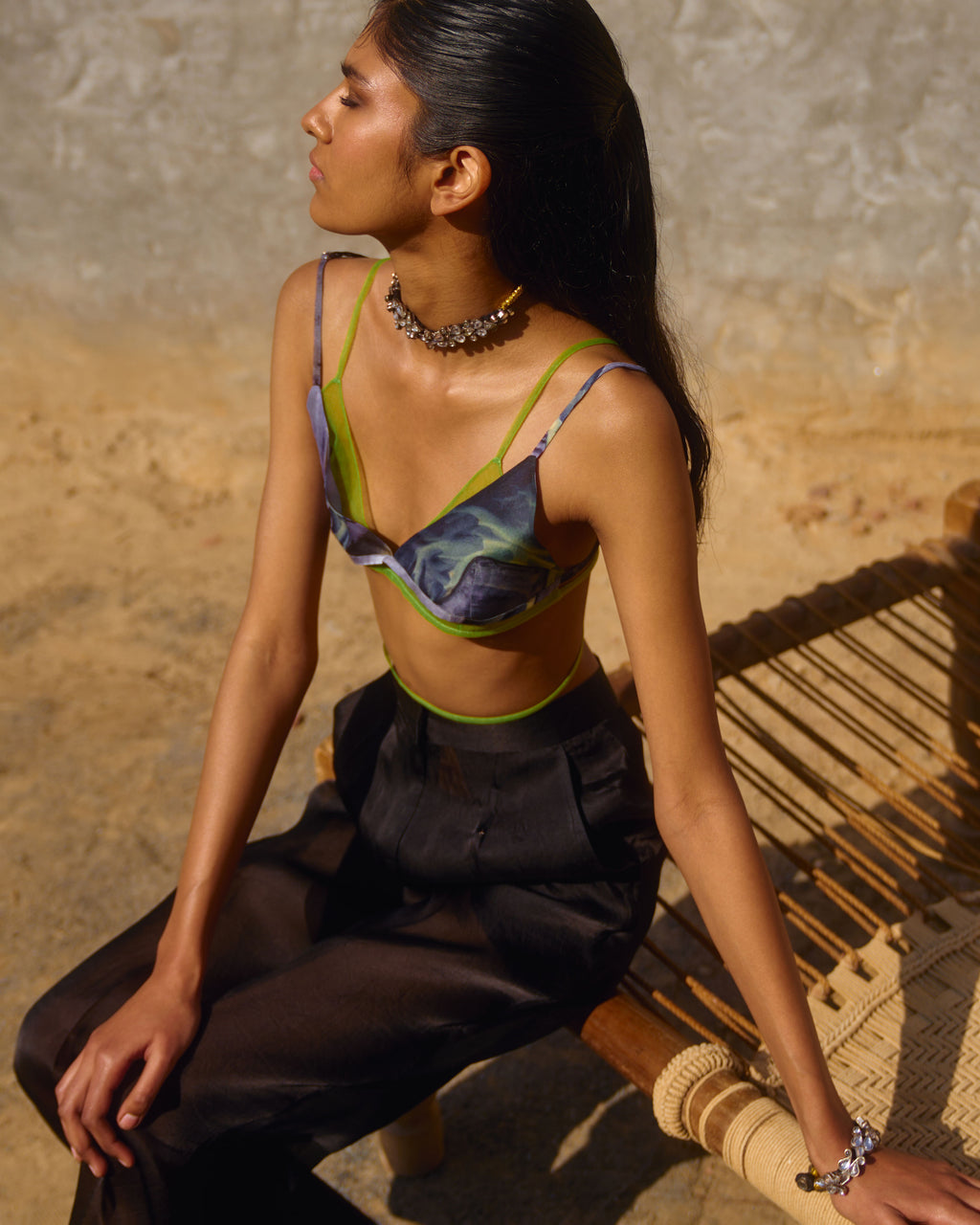 Printed Silk Organza Bralette