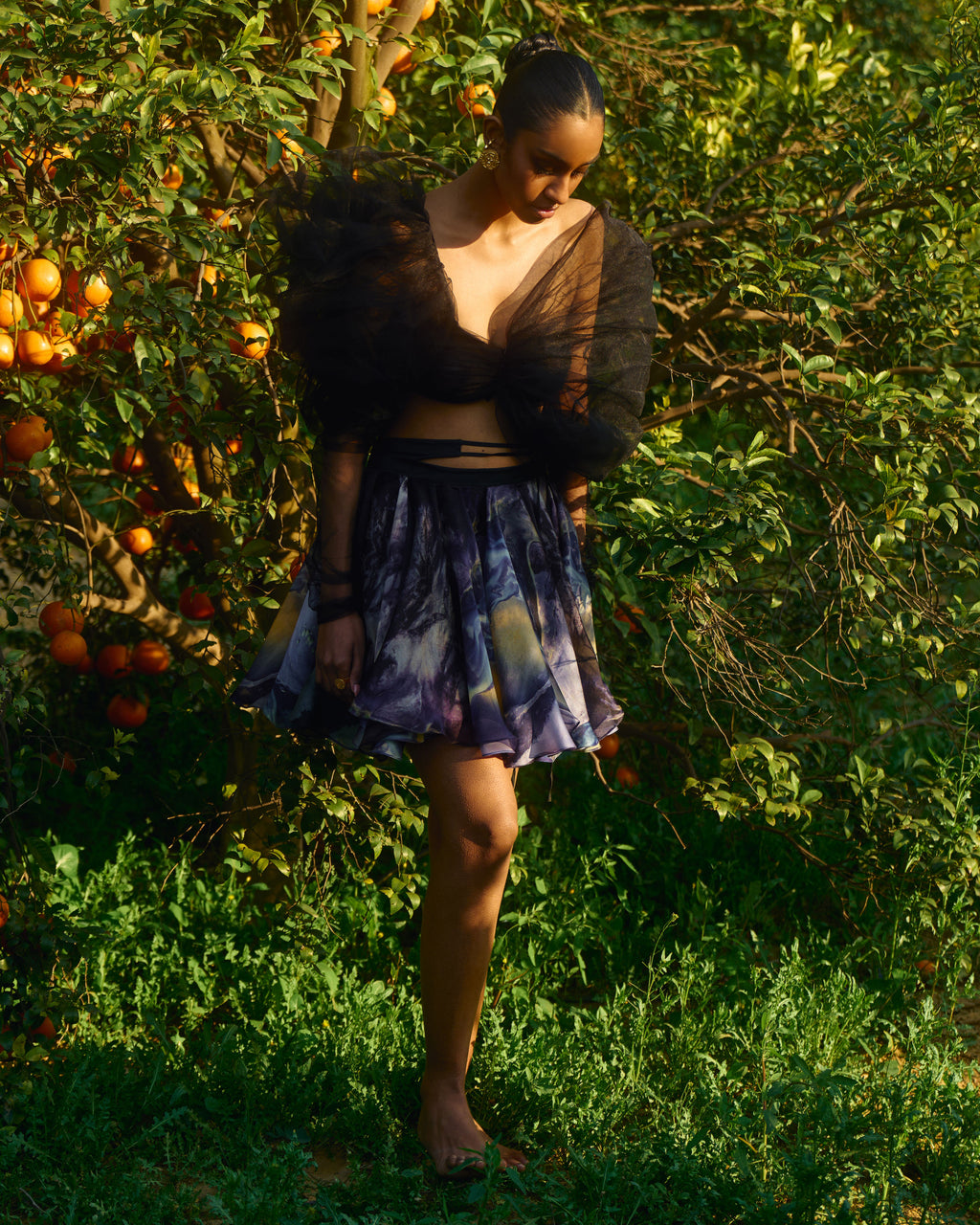 Print Silk Organza Skirt