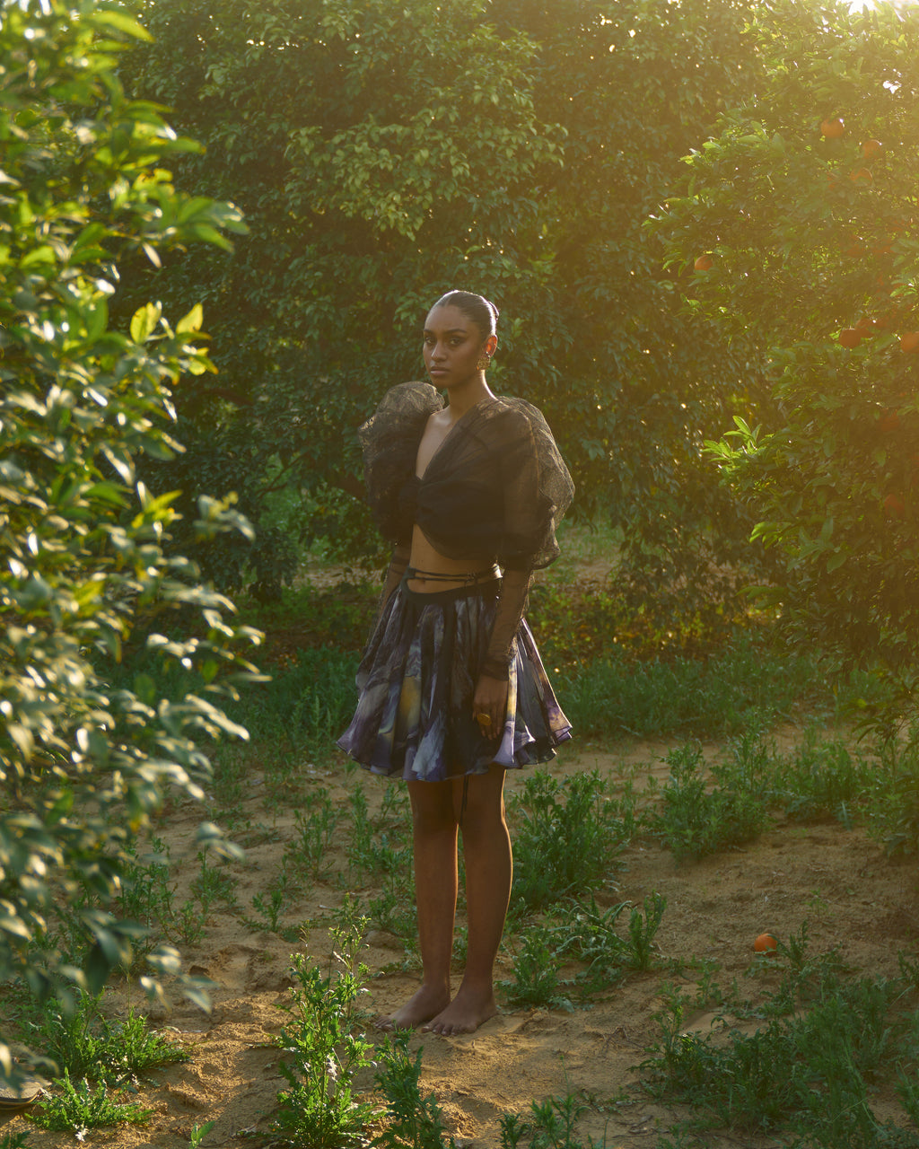 Print Silk Organza Skirt