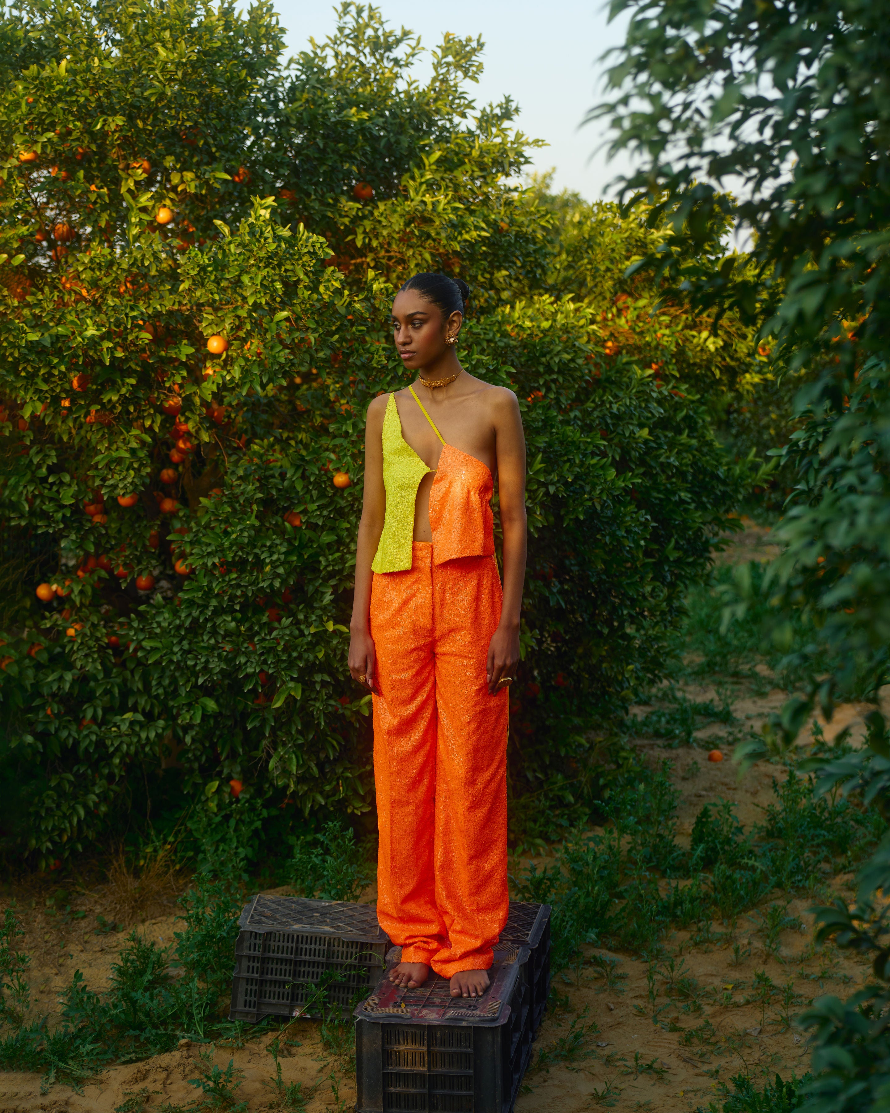 Orange Sequin Trousers