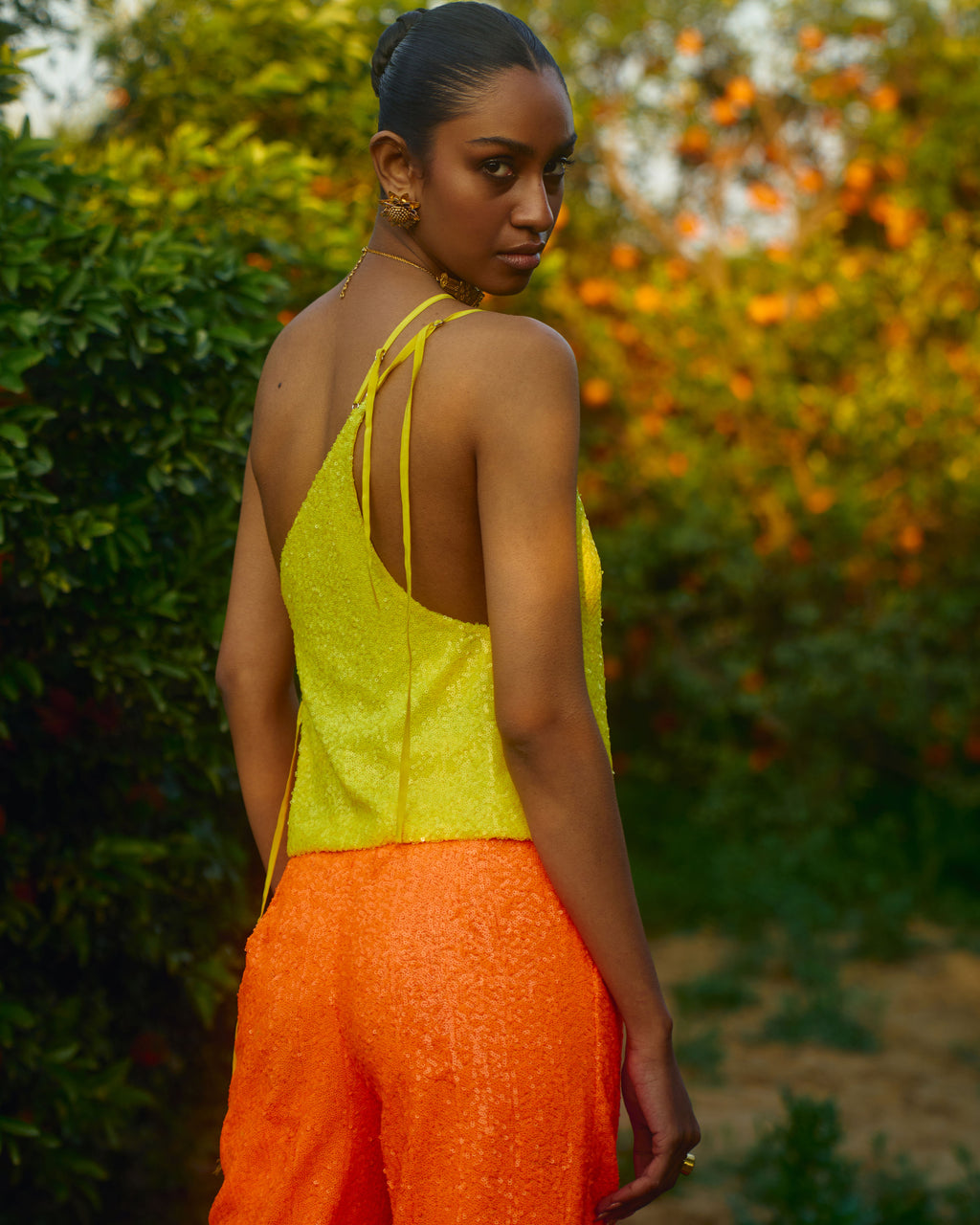 Orange Sequin Trousers