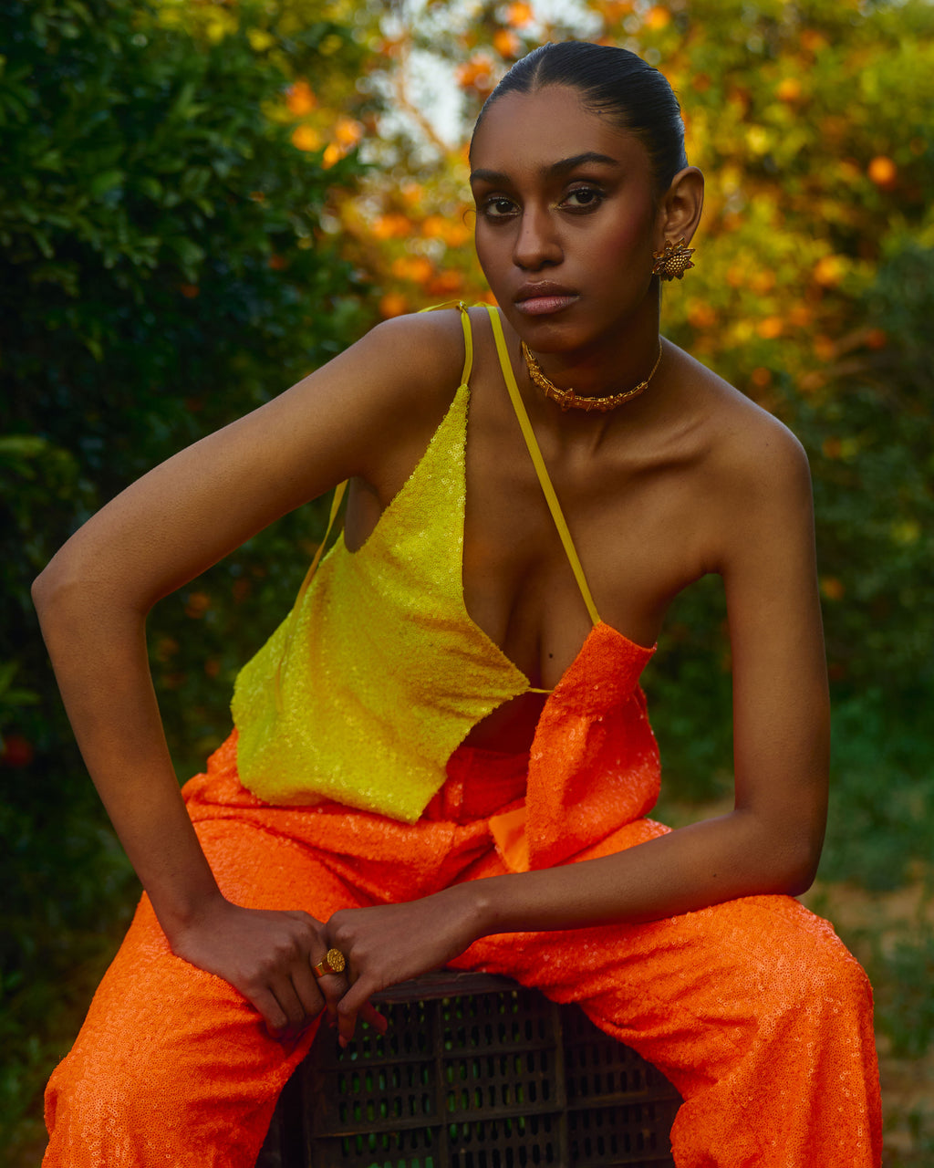 Orange Sequin Trousers