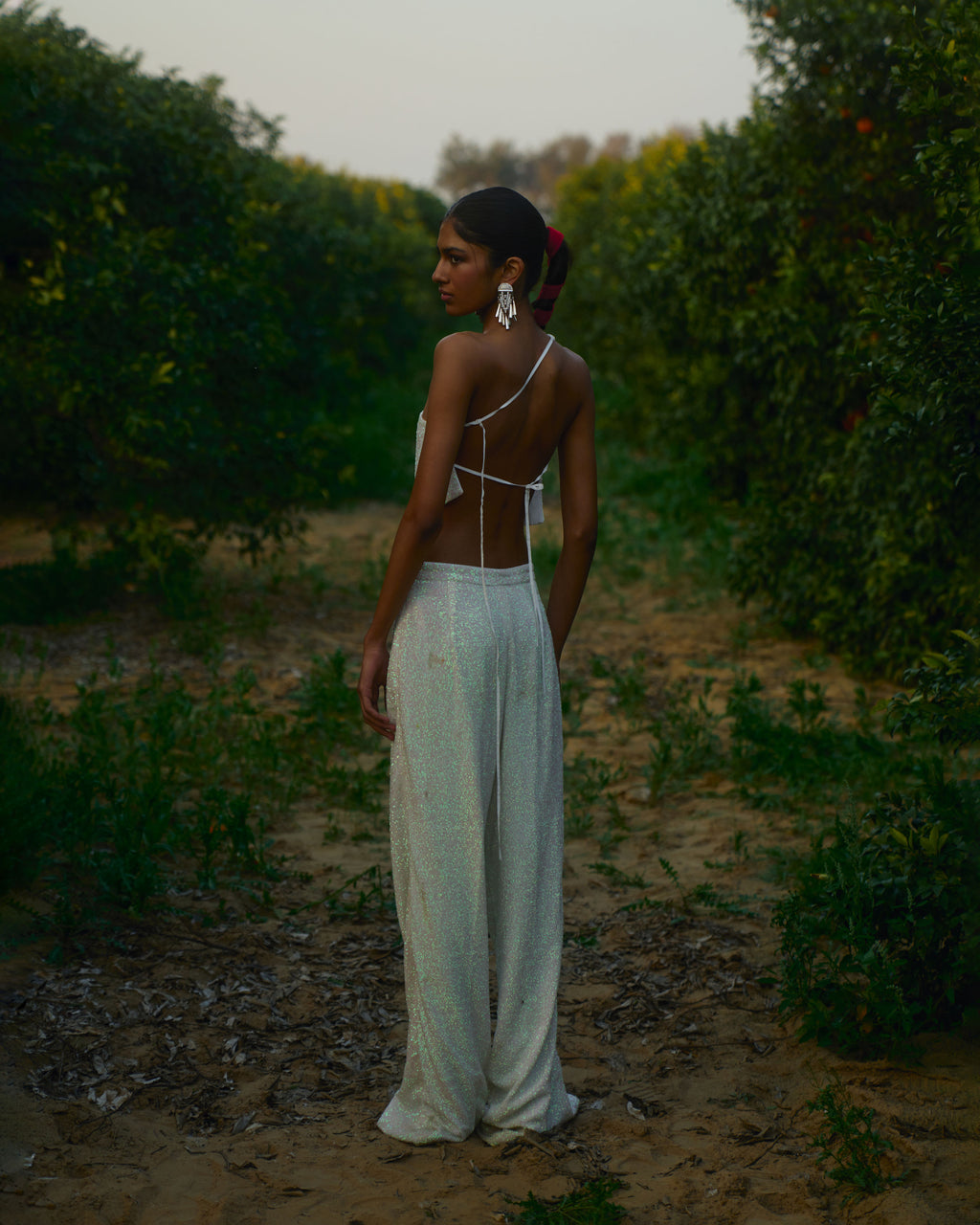 White Sequin Trousers