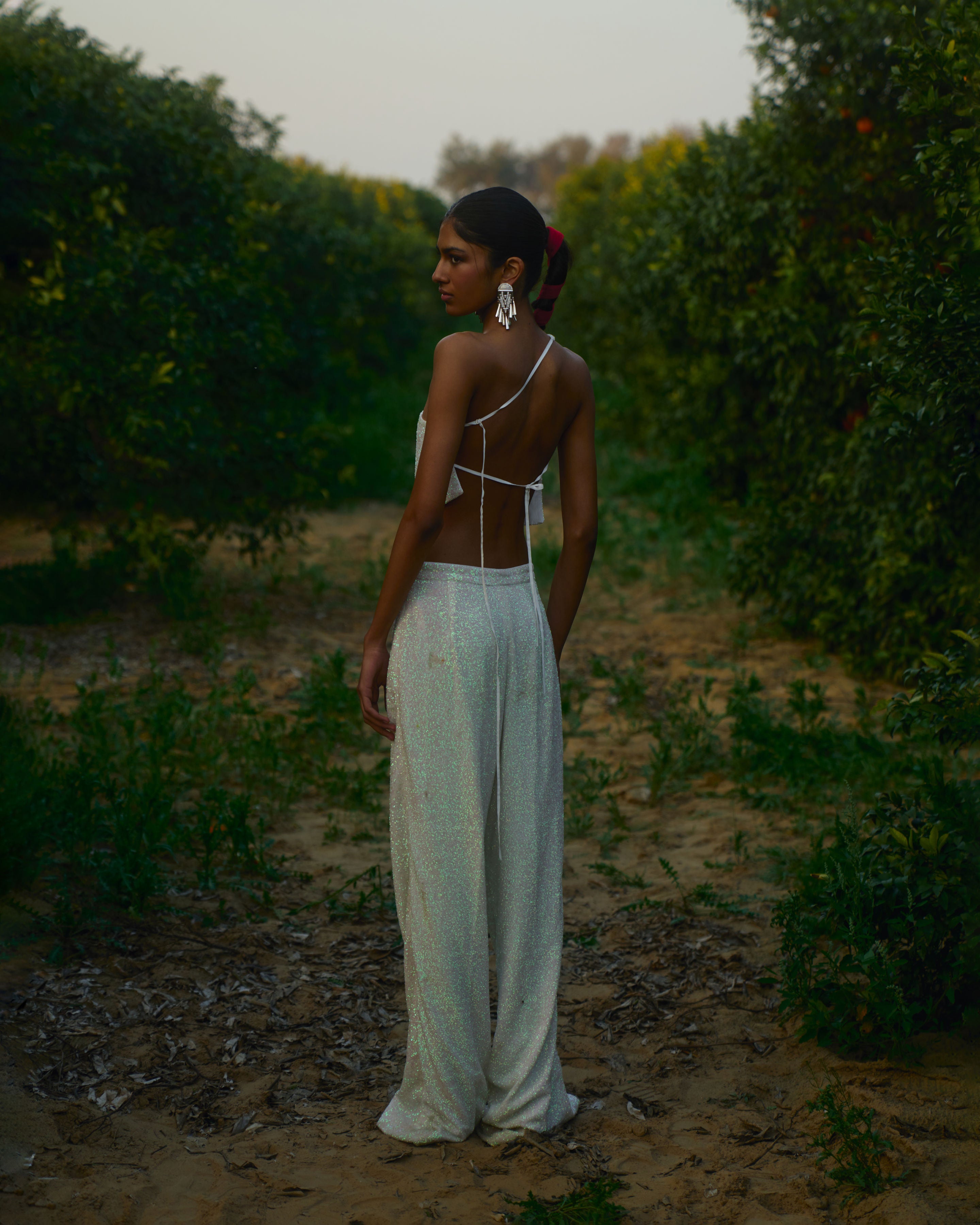 White Sequin Trousers