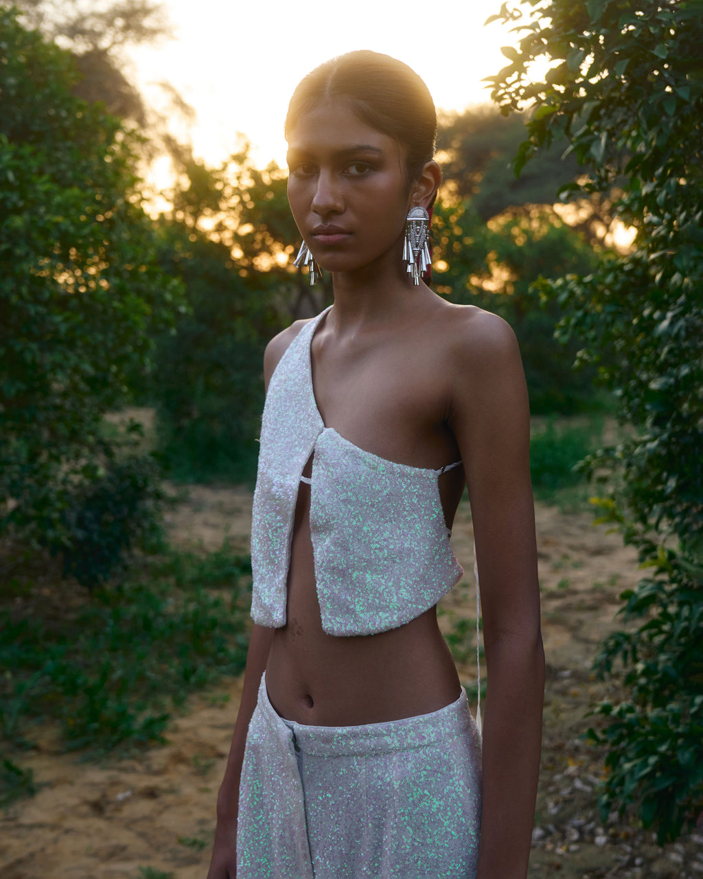 White Sequin Trousers