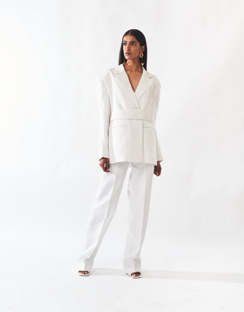 White Linen Blazer