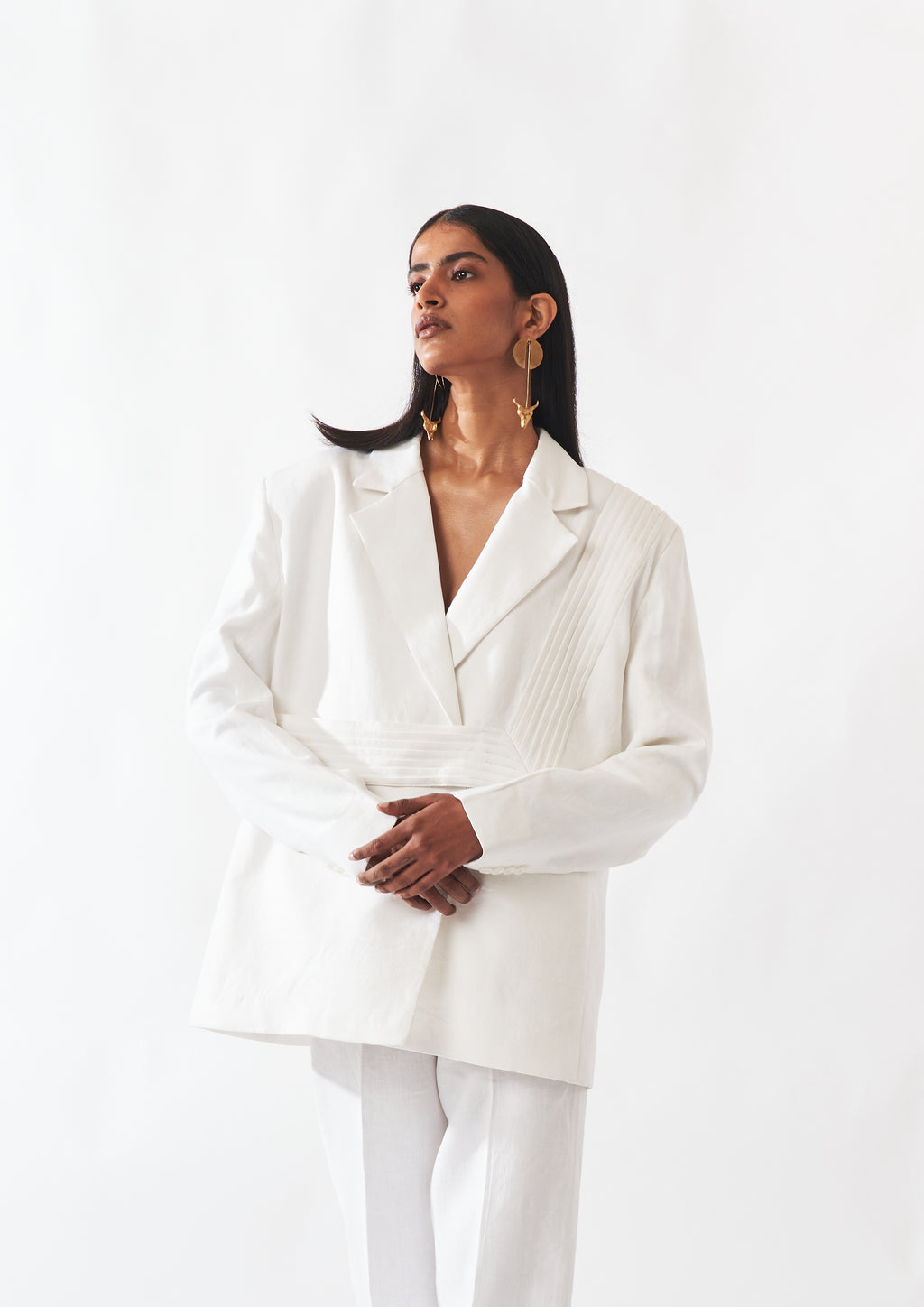 White Linen Blazer