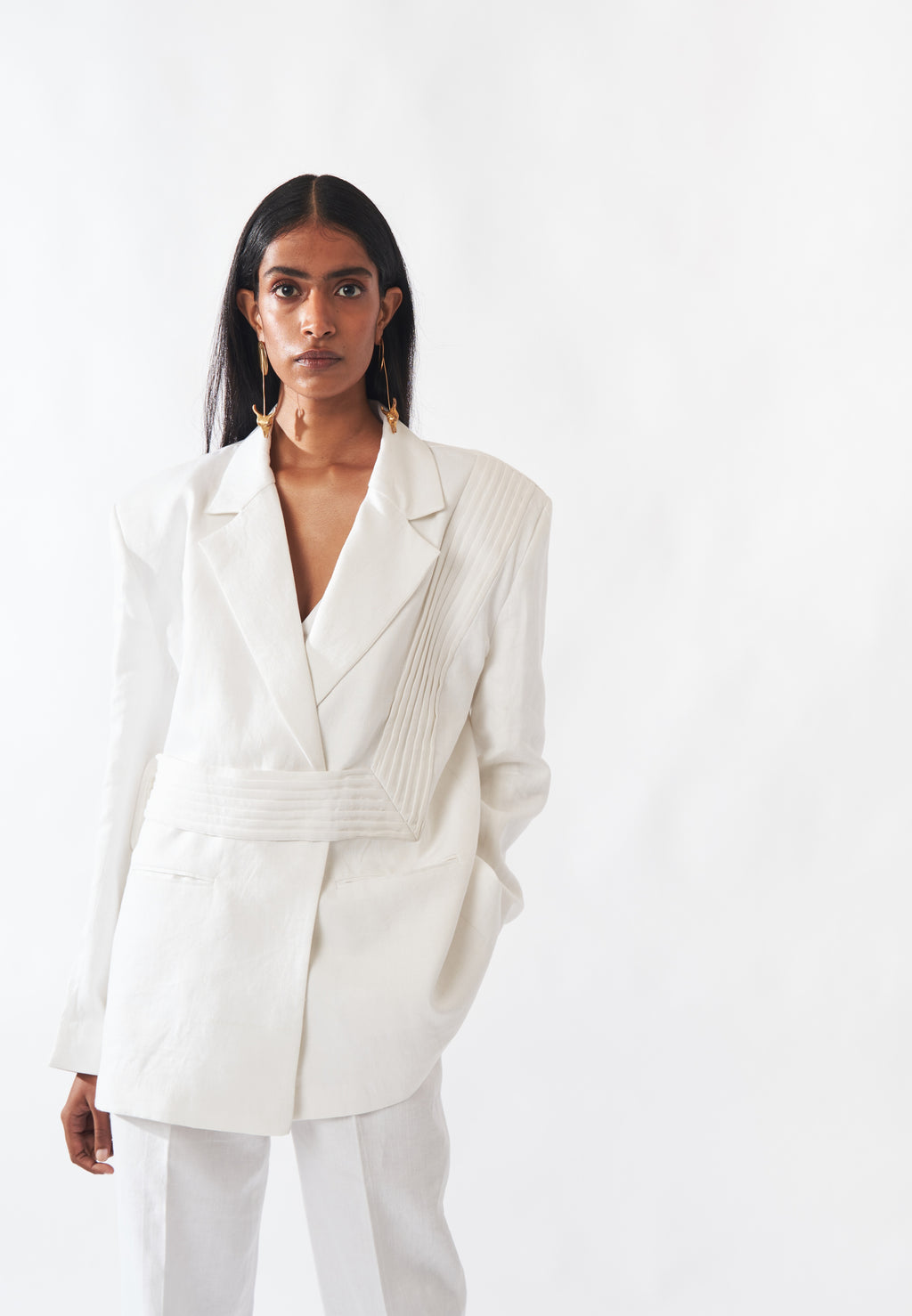 White Linen Blazer