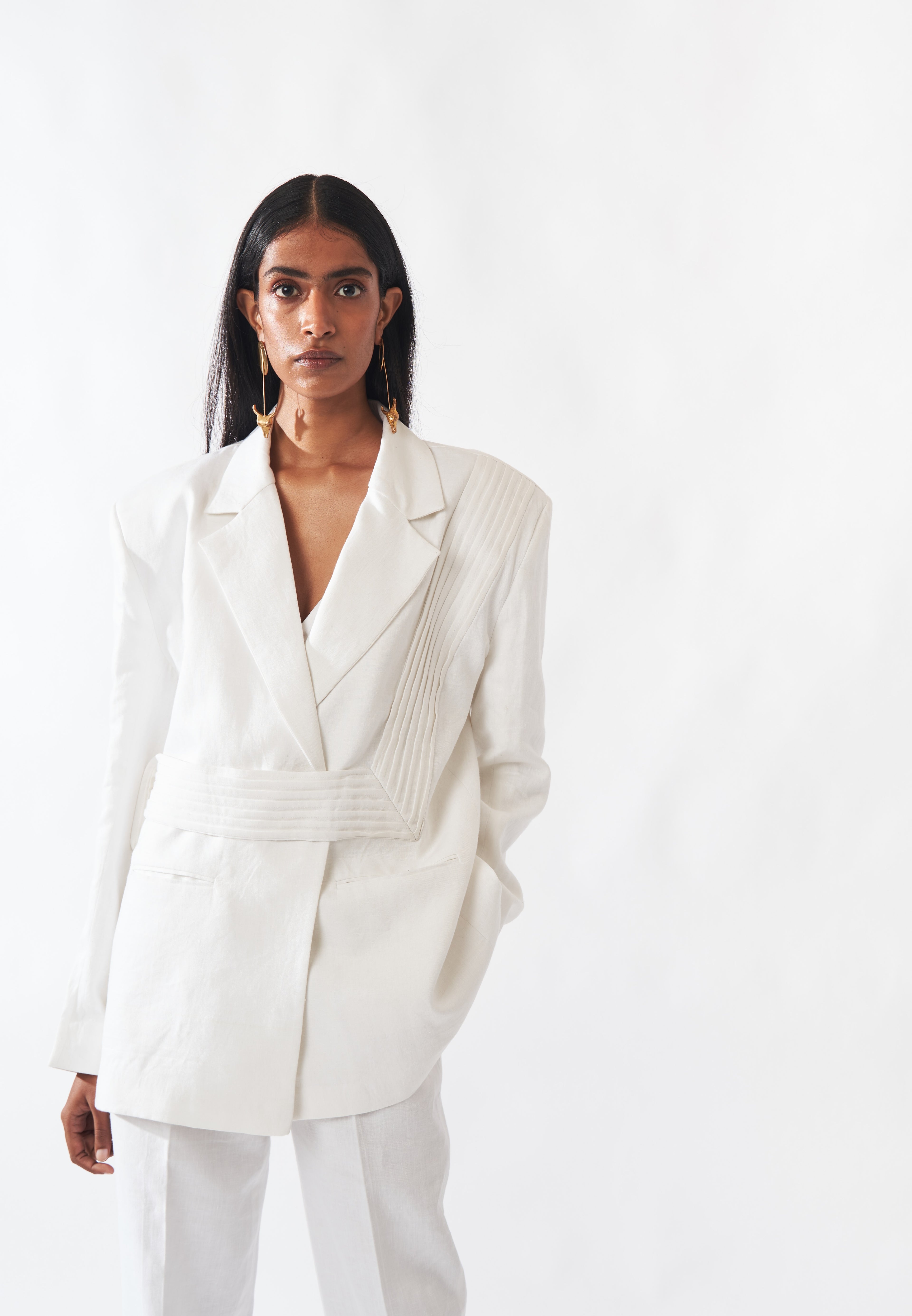 White Linen Blazer