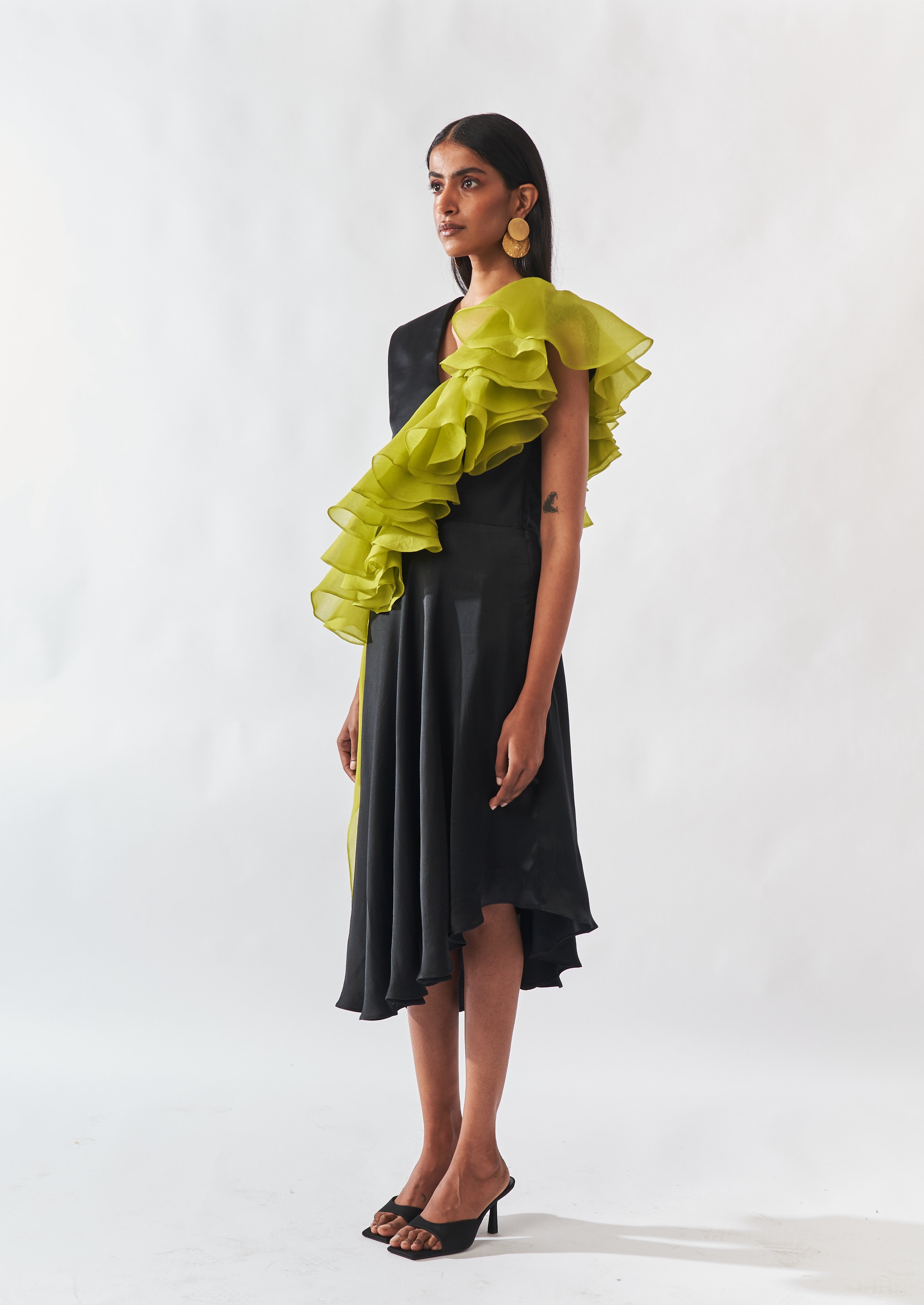 Shoulder Padded Silk Dress