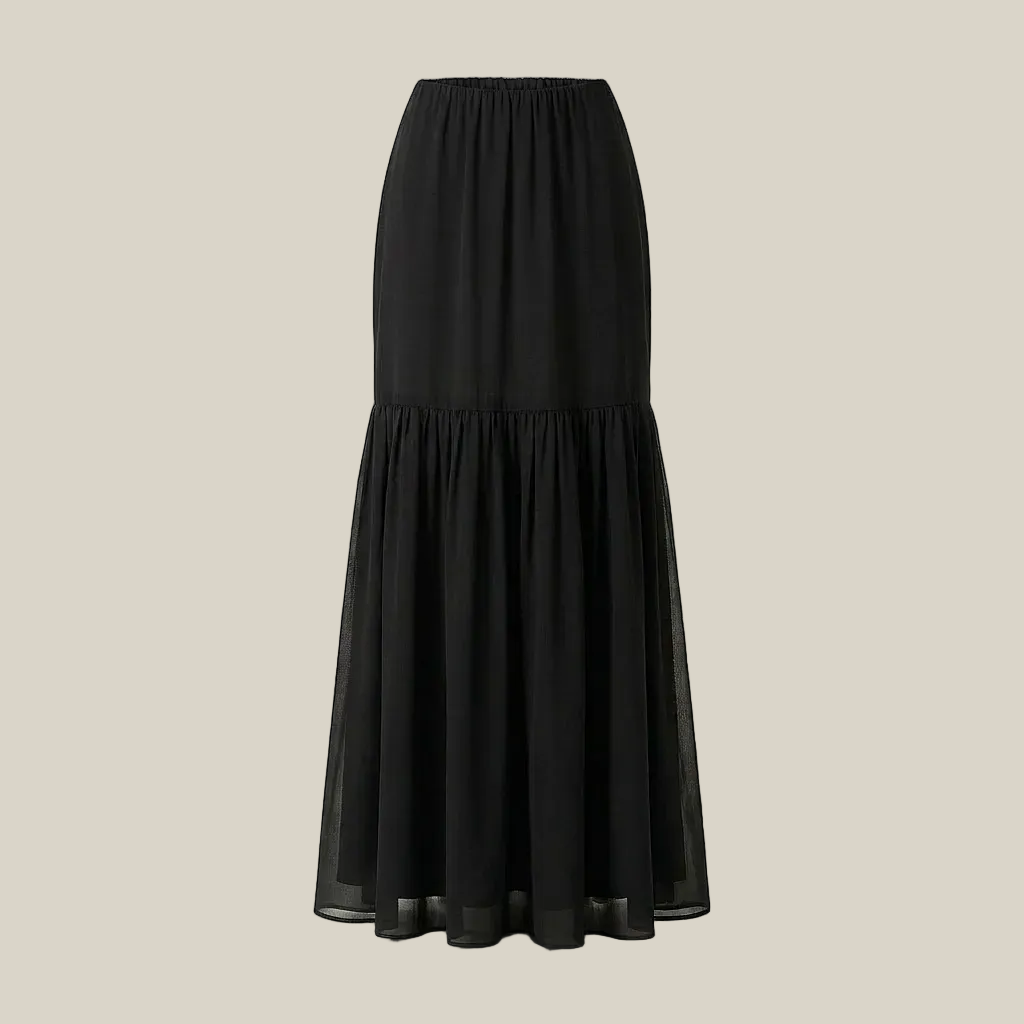 Black Chiffon Long Skirt 