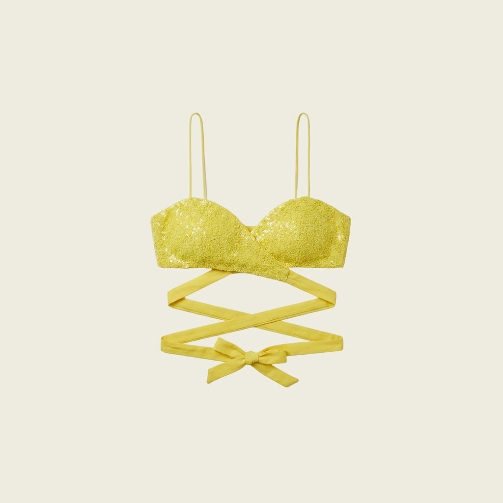 Yellow Sequin Wrap Bralette