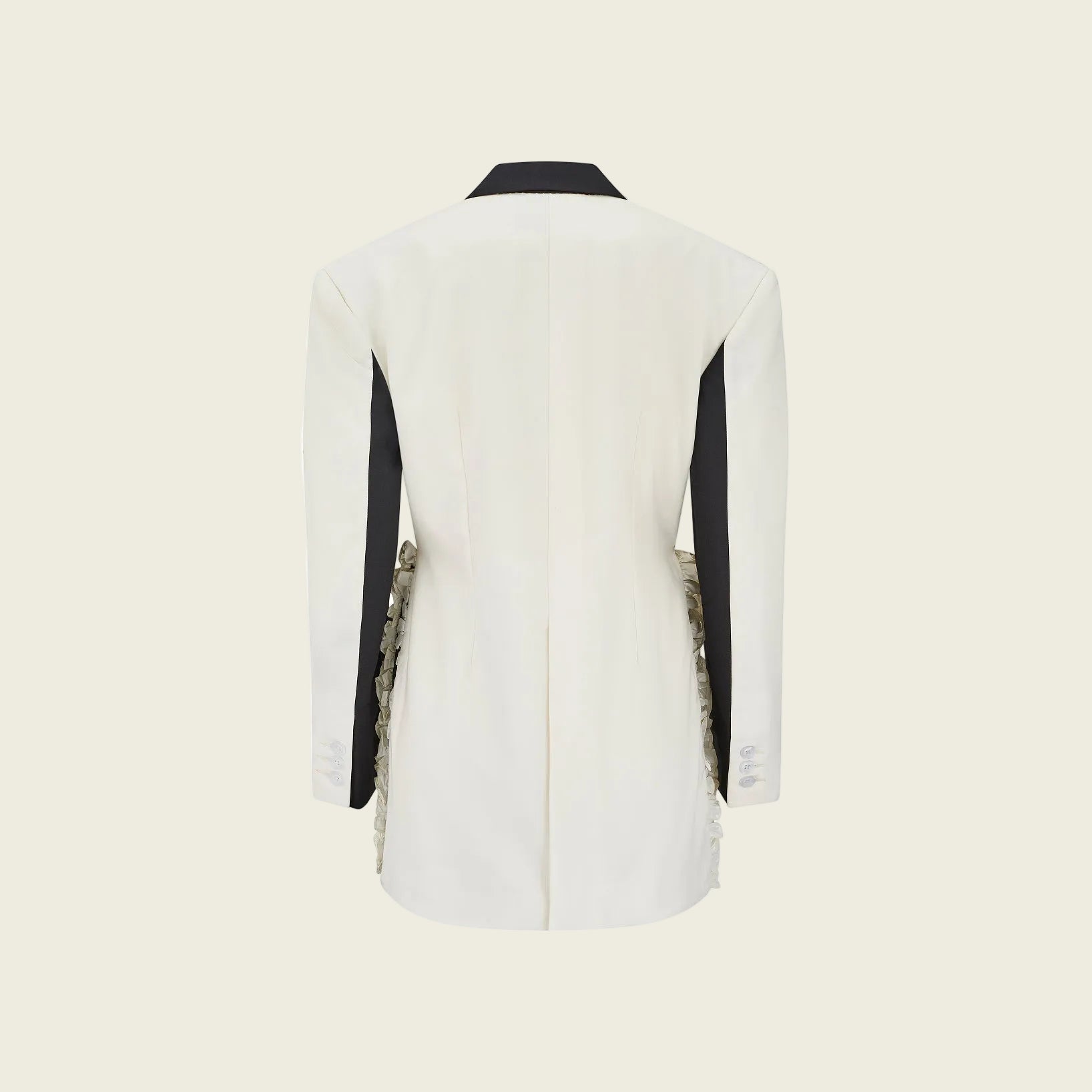 Shoulder Padded Ruffle Blazer