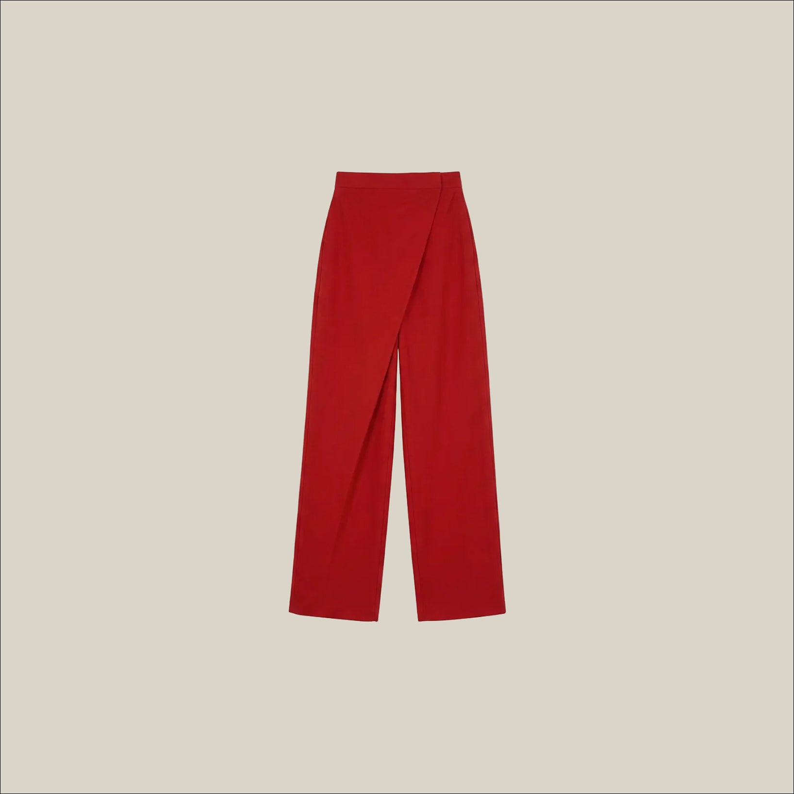Red Handwoven Cotton Overlap Trousers