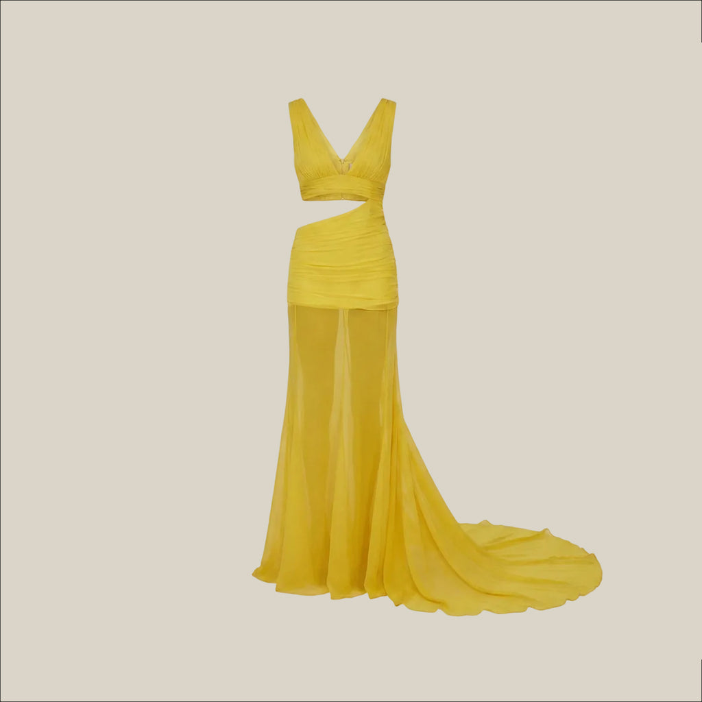 Yellow Silk Chiffon Gown