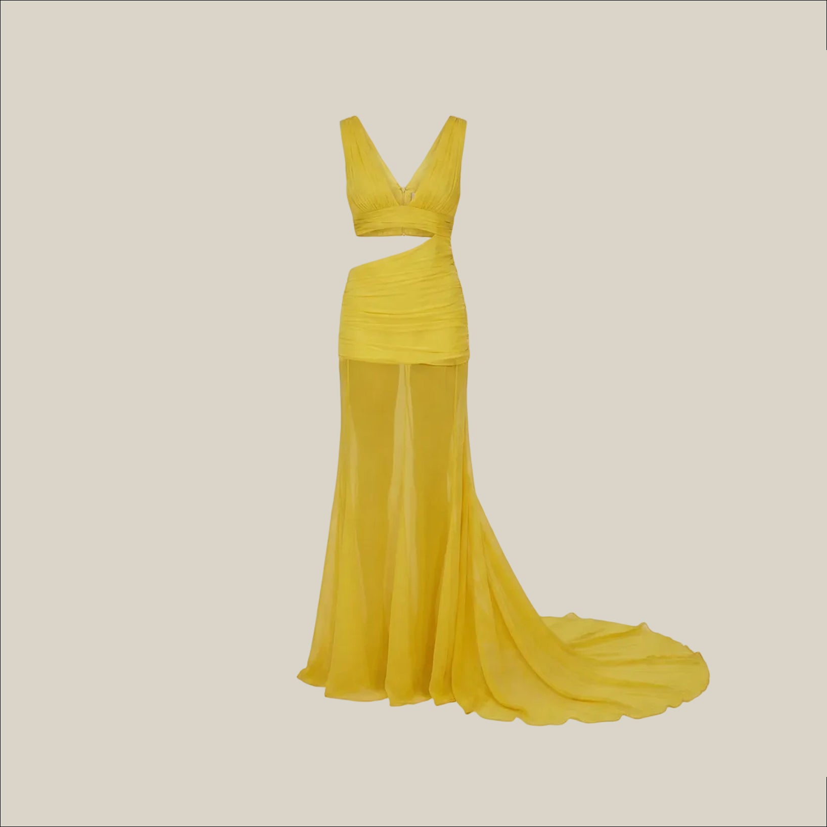 Yellow Silk Chiffon Gown