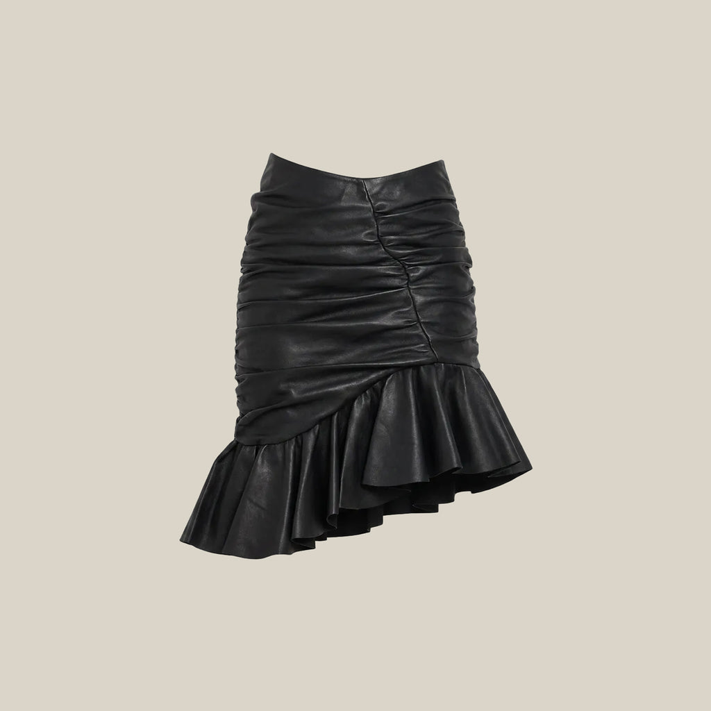 Asymmetrical Leather Skirt