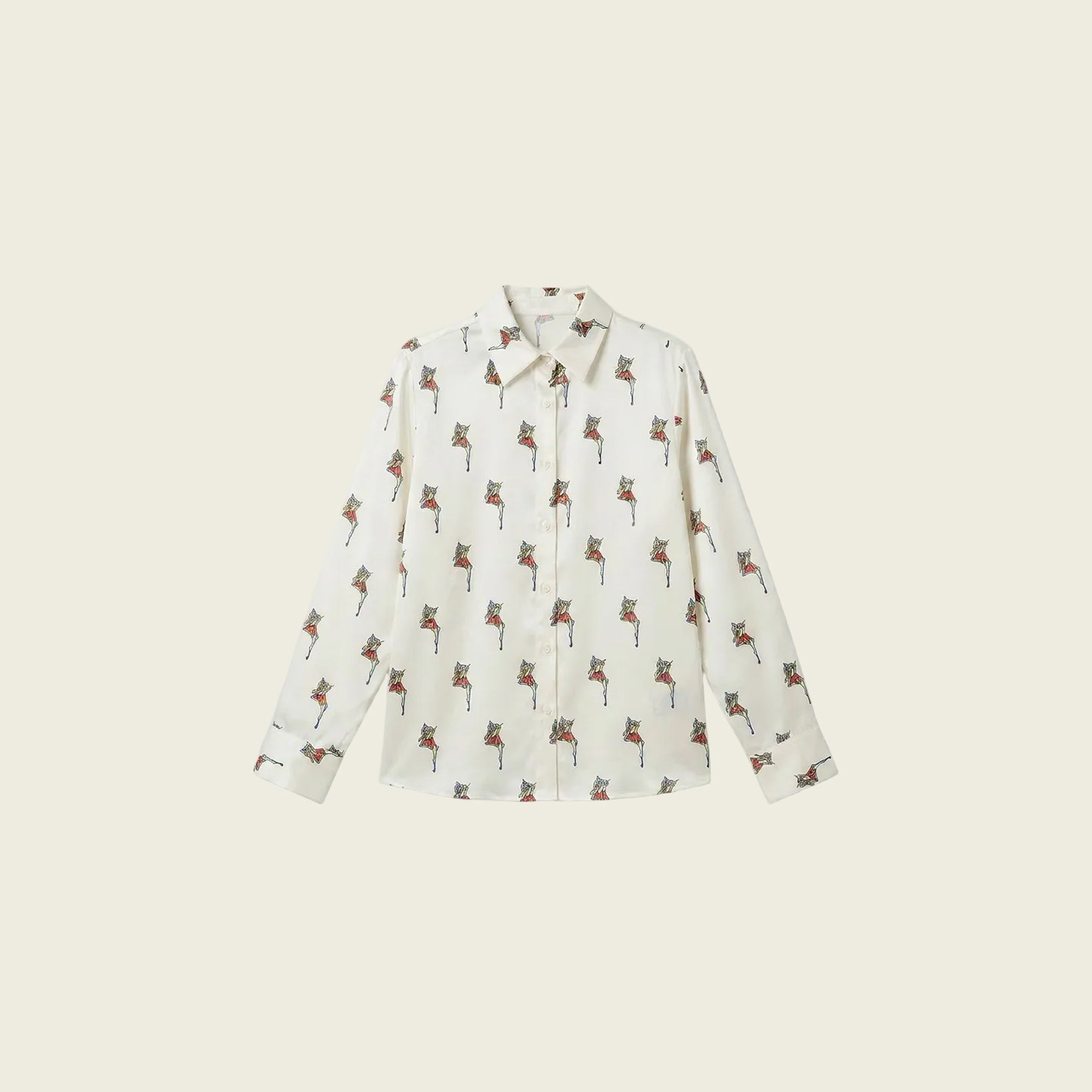 Silk Satin Print Shirt