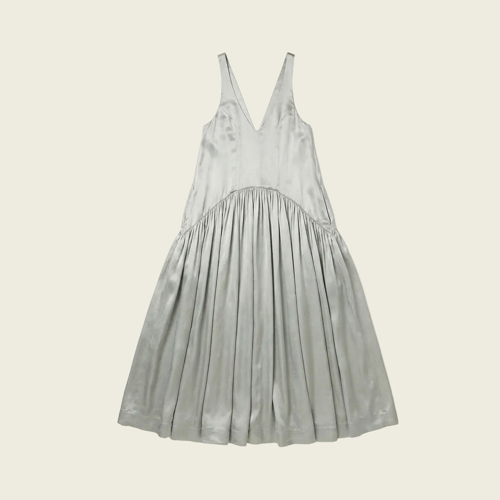Teal Grey Silk Dress