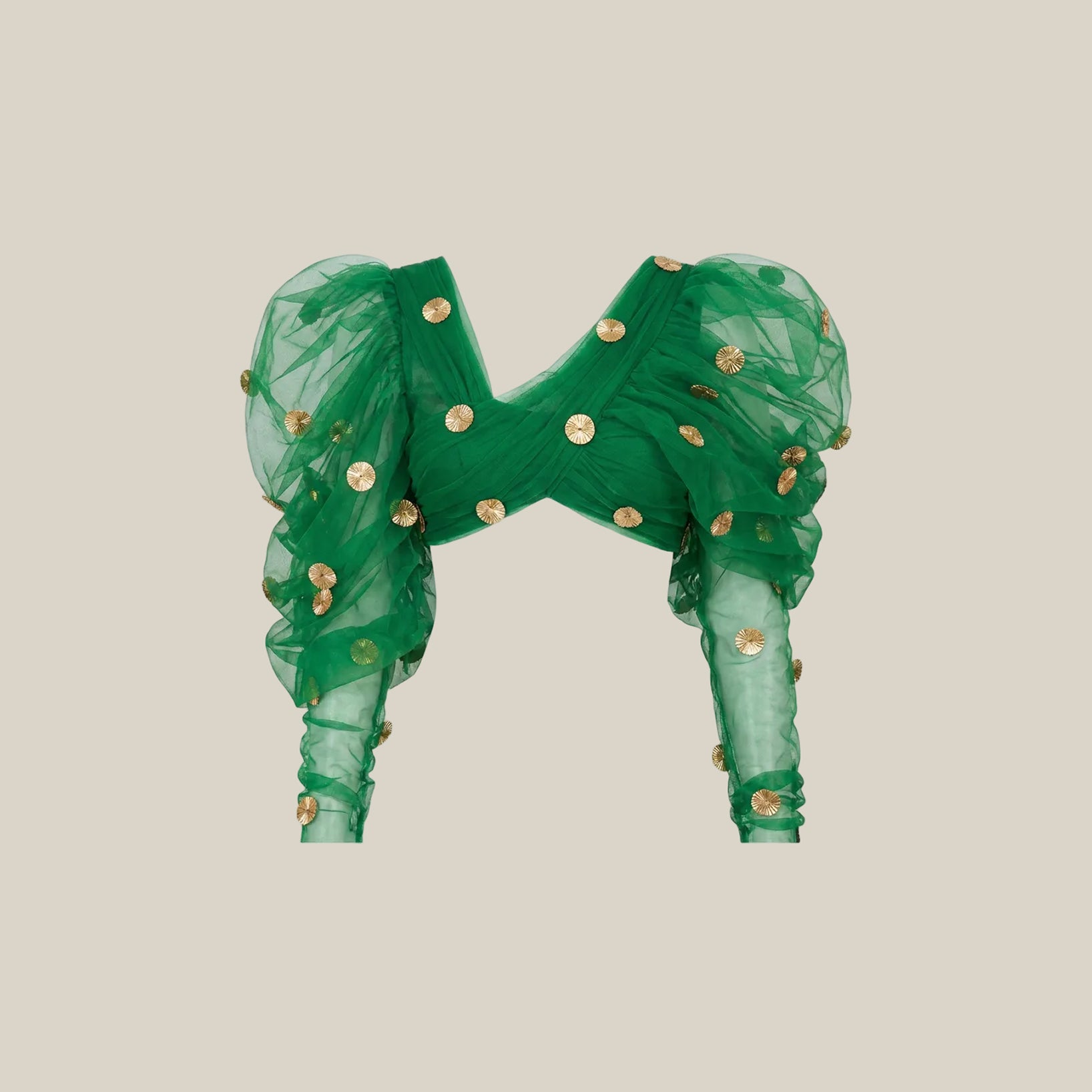 Green Bijya Puff Sleeve Top