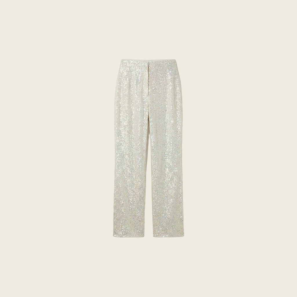 White Sequin Trousers