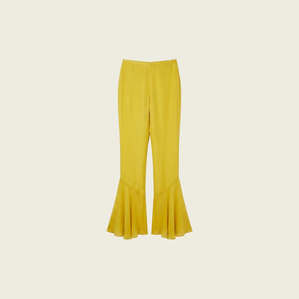 Yellow Silk Chiffon Trousers