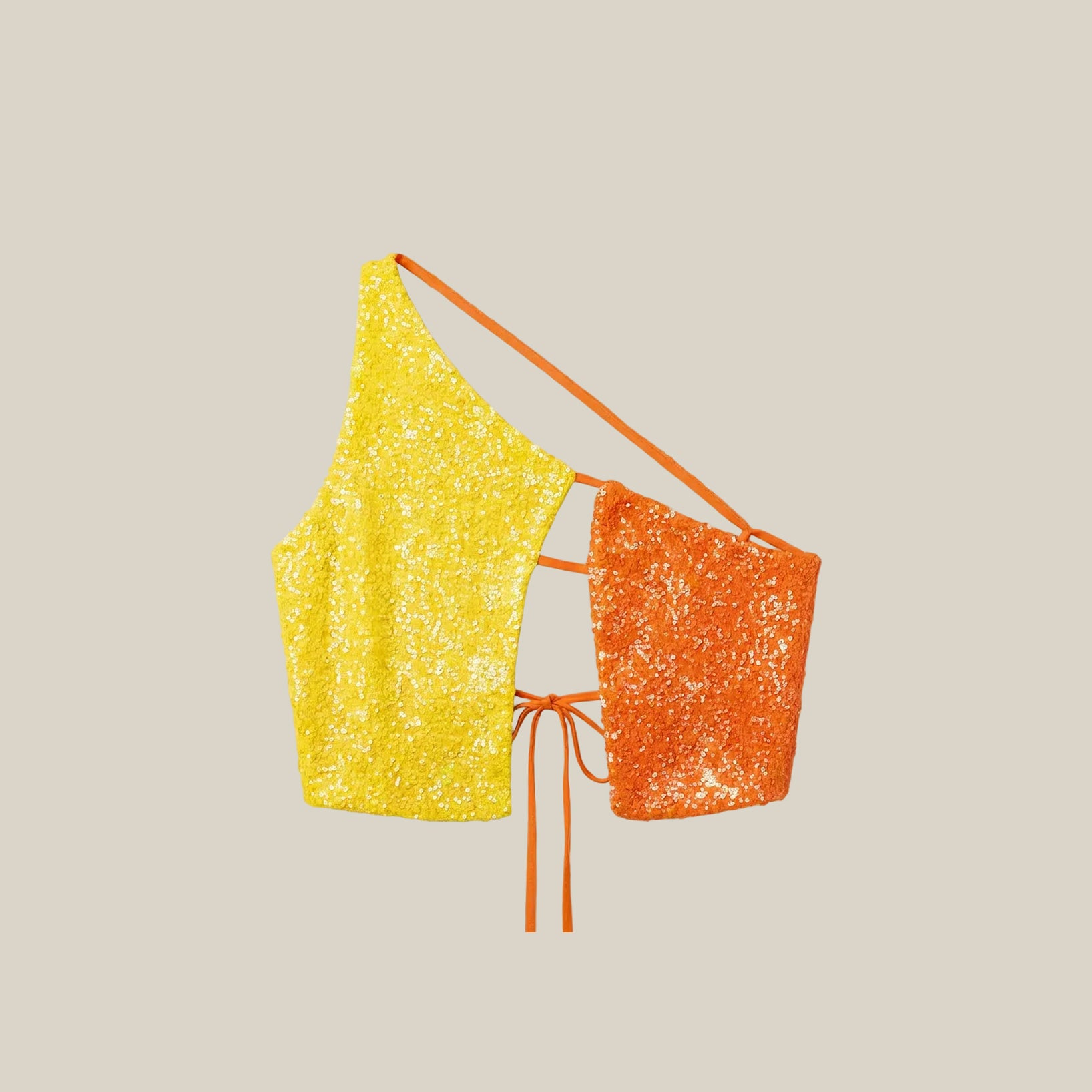 Orange Yellow Sequin Top