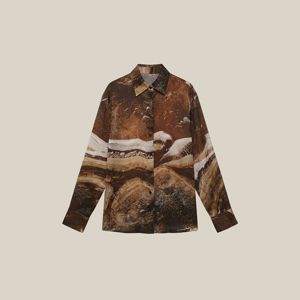 Brown Silk Organza Shirt