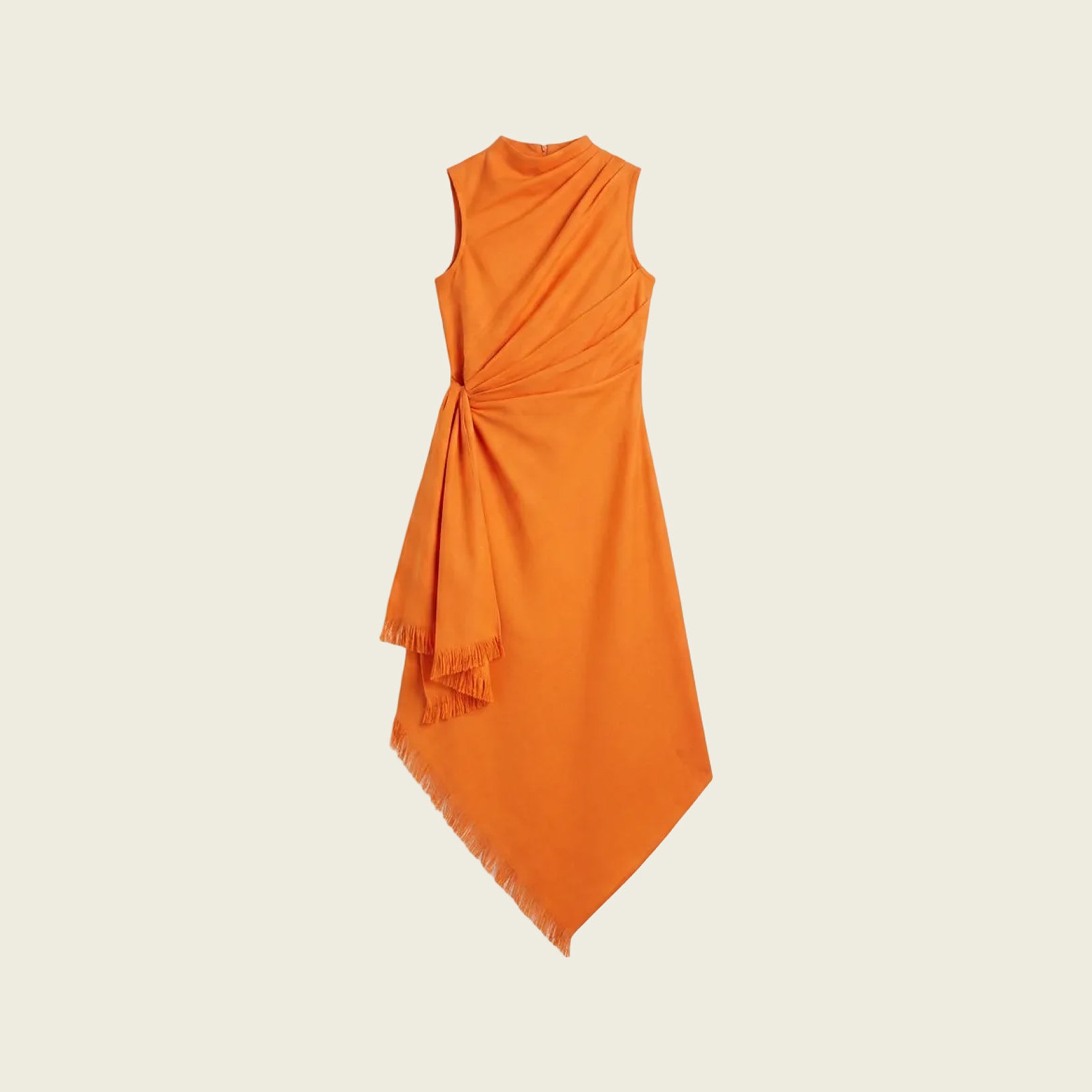 Orange Wool Shawl Dress