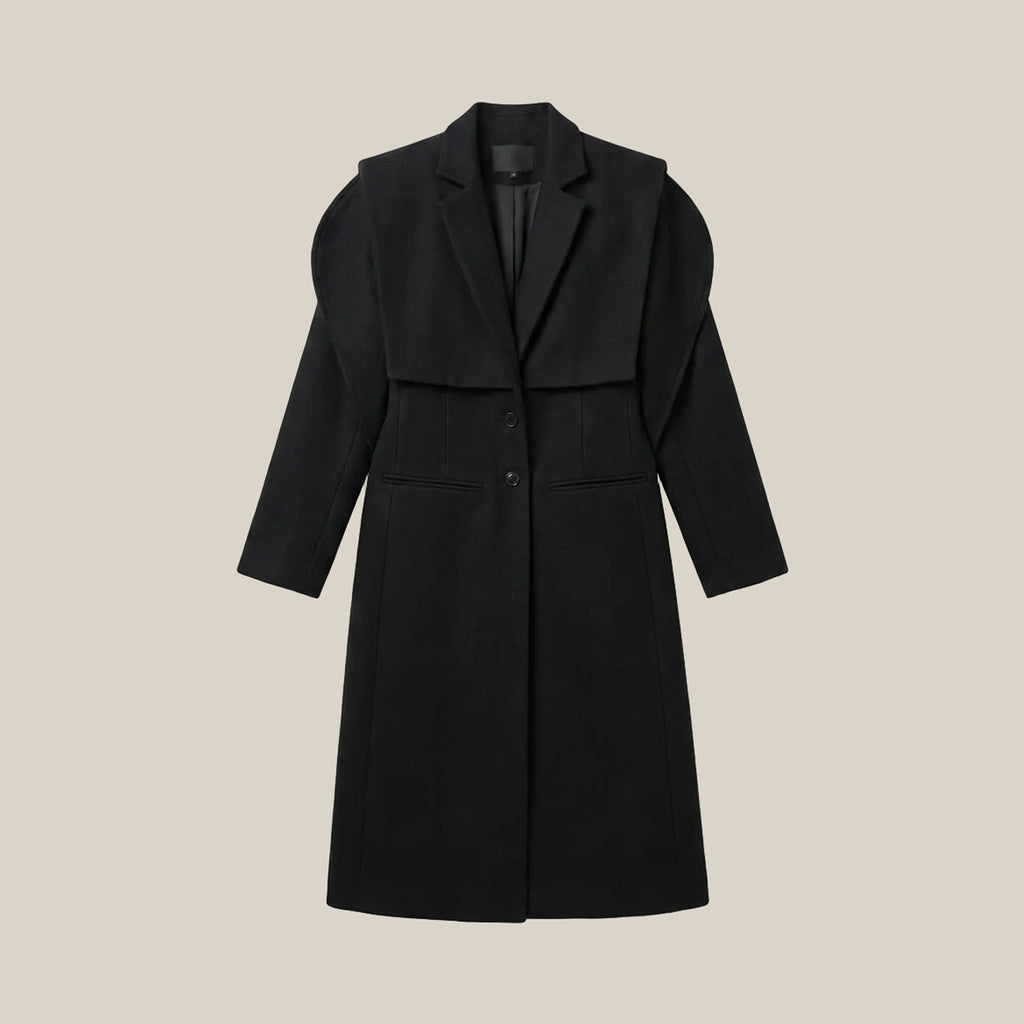 Black Wool Panel Coat