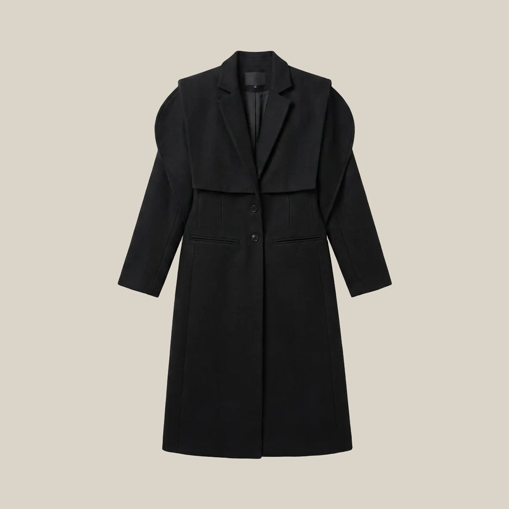 Black Wool Panel Coat
