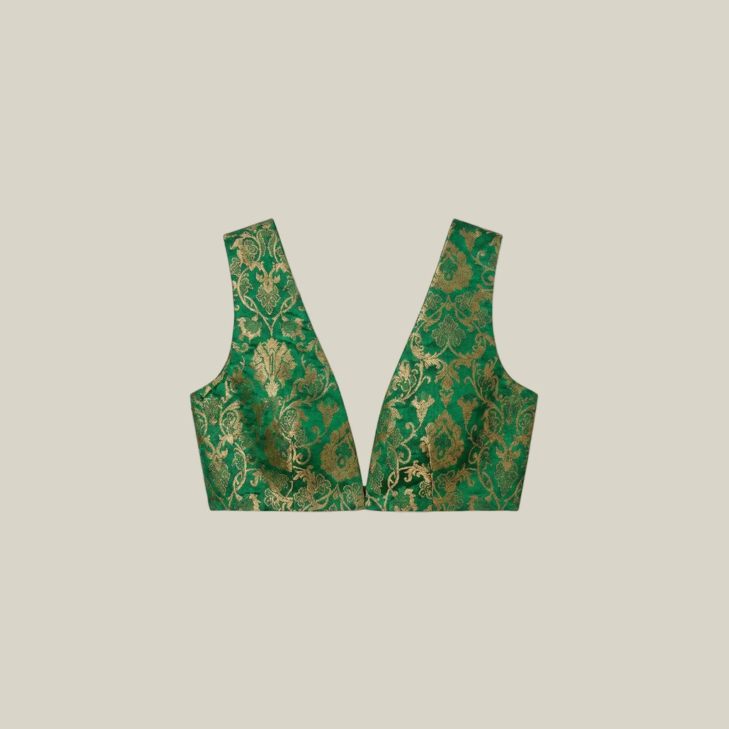 Green Brocade Top