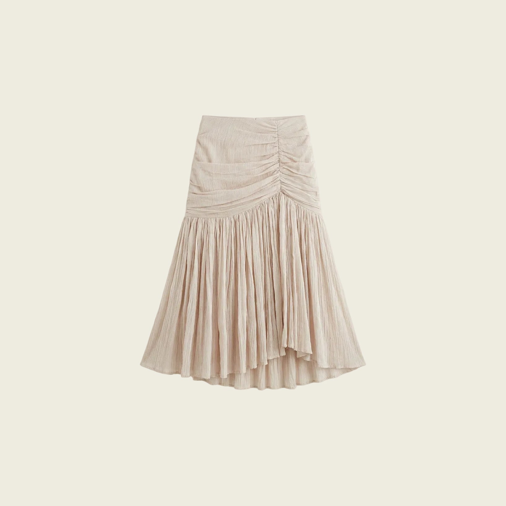 Beige Gathered Skirt