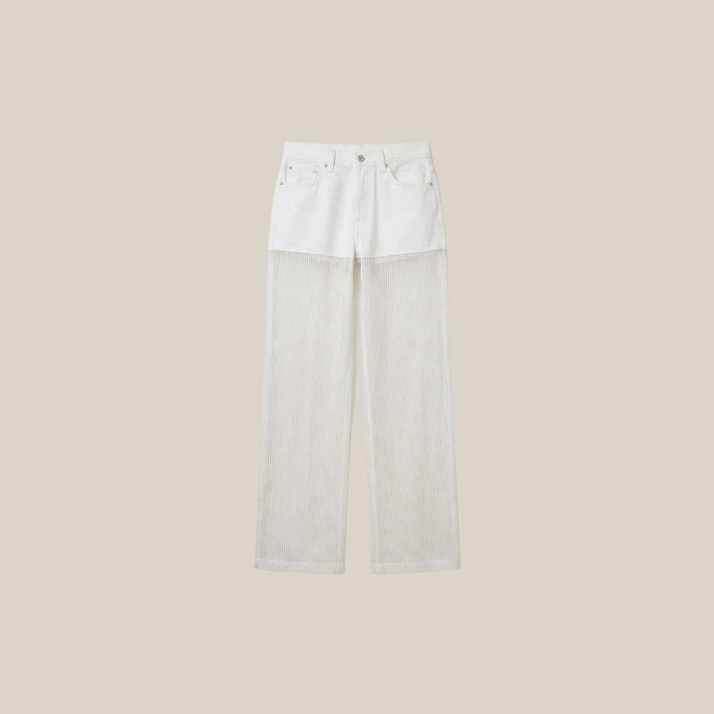 White Upcycled Denim Trousers