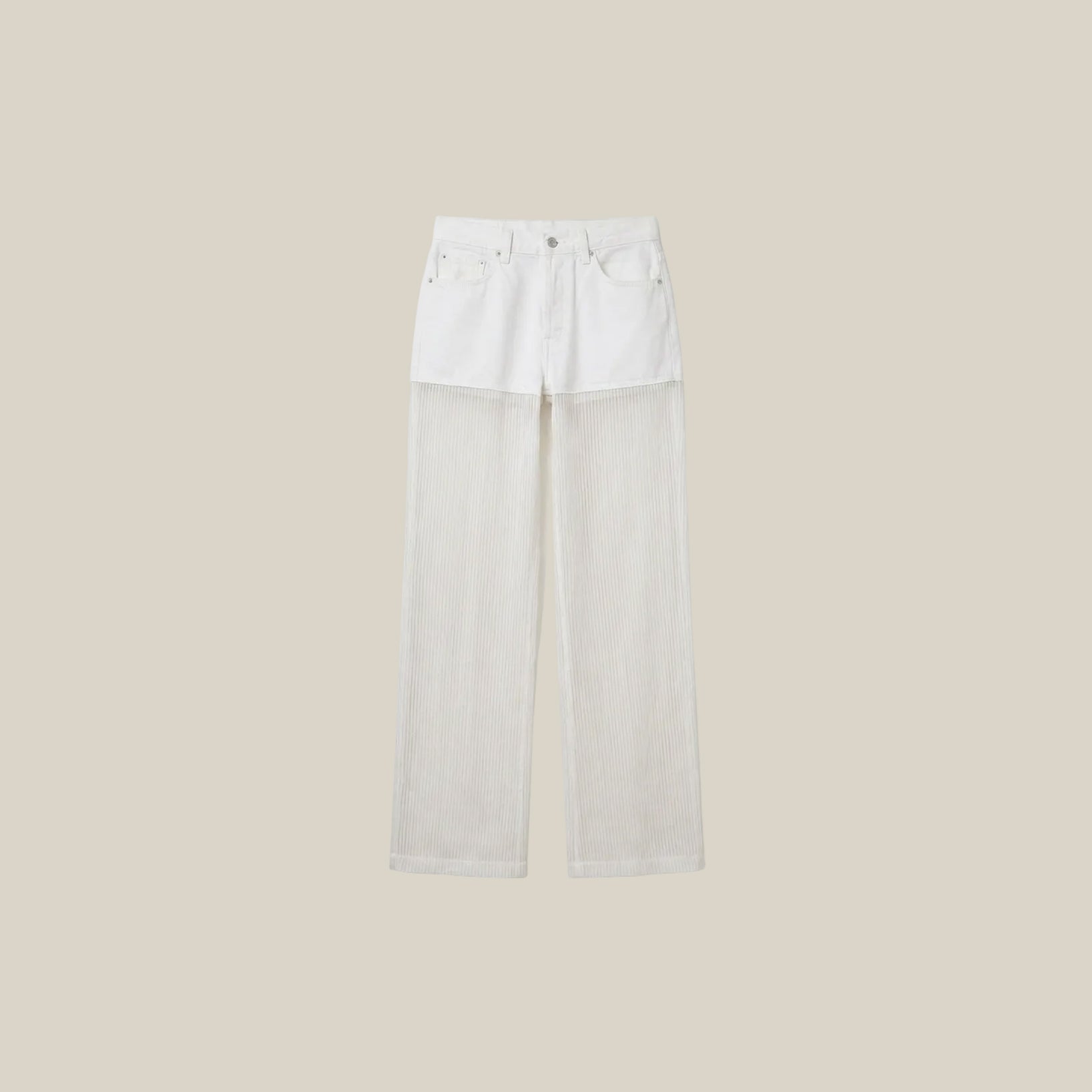 White Upcycled Denim Trousers