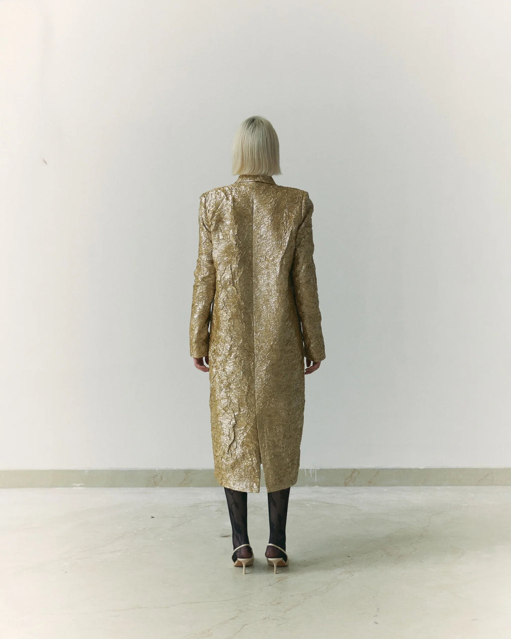 Crushed Tissue Coat in Gold