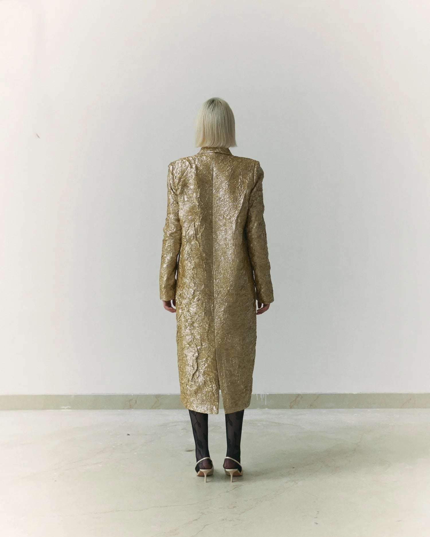 Crushed Tissue Coat in Gold