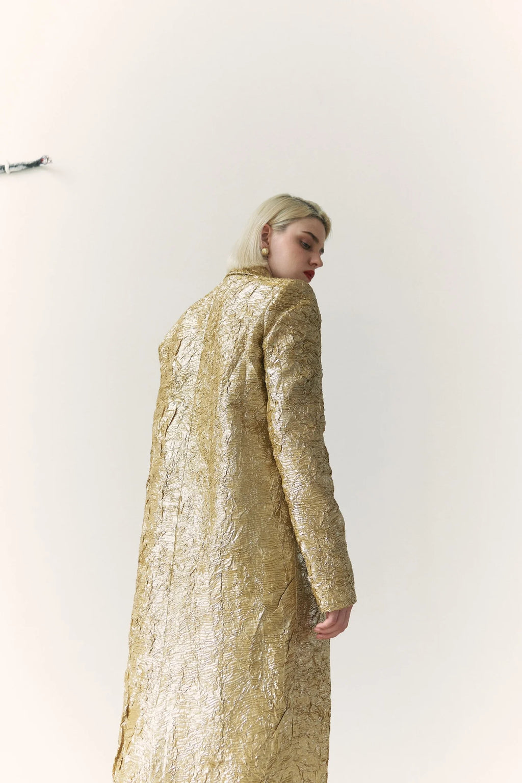Crushed Tissue Coat in Gold