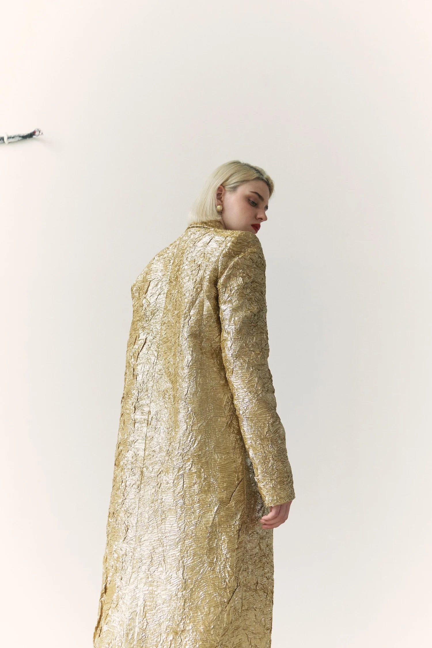 Crushed Tissue Coat in Gold