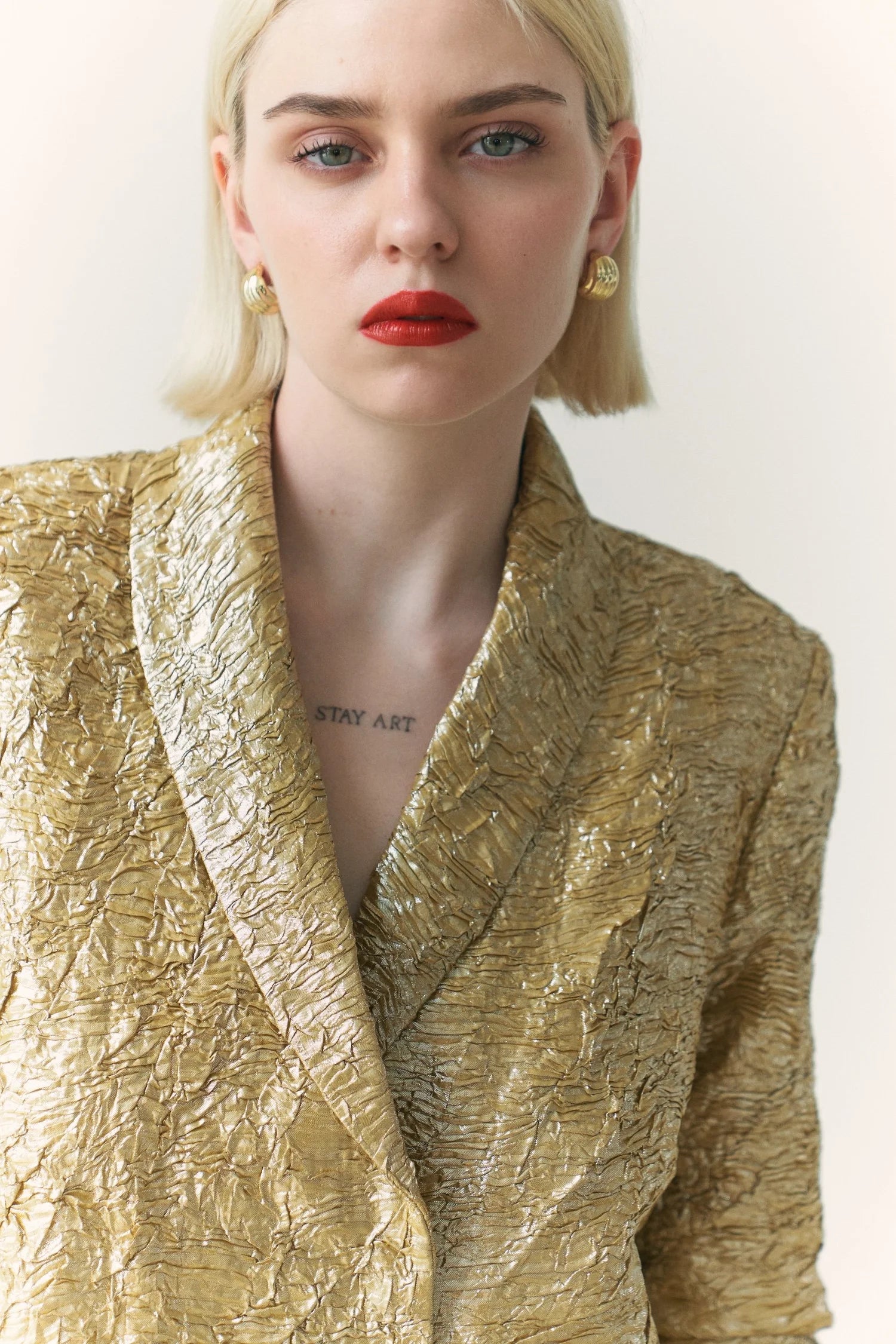 Crushed Tissue Coat in Gold