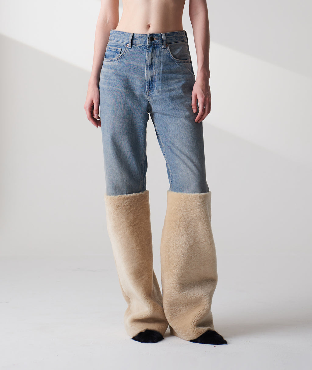 Upcycled Shearling Jeans