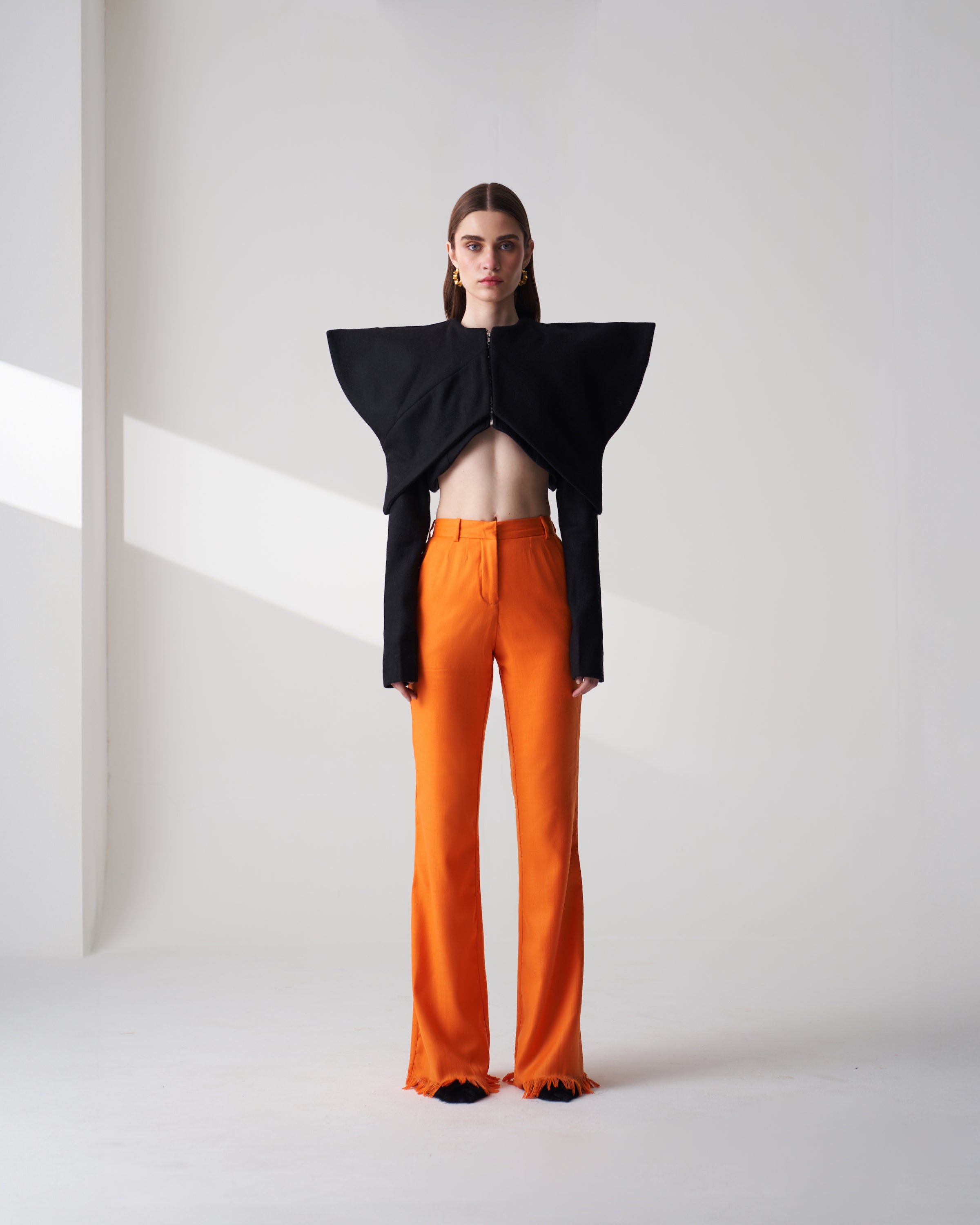 Orange Shawl Wool Trousers