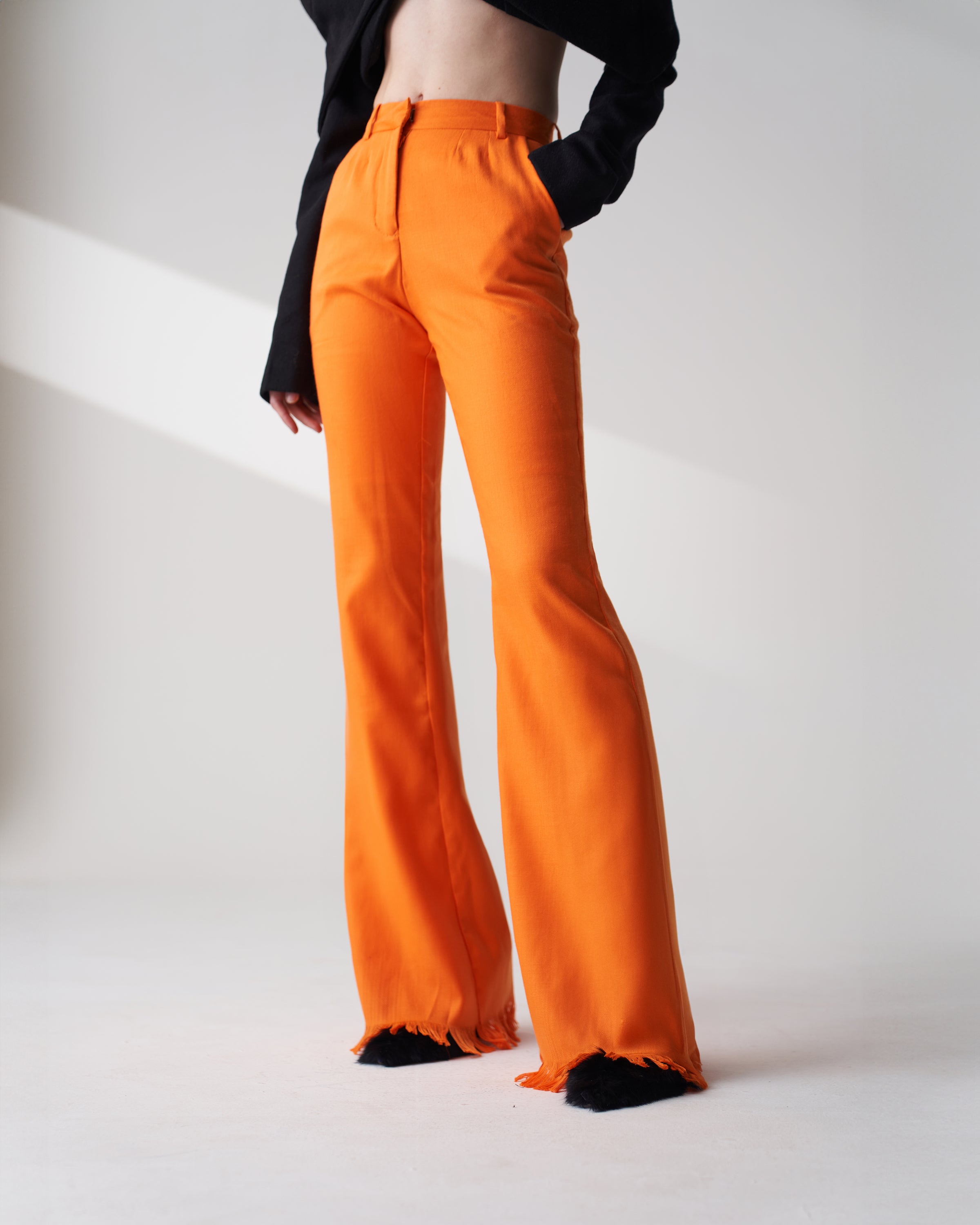 Orange Shawl Wool Trousers