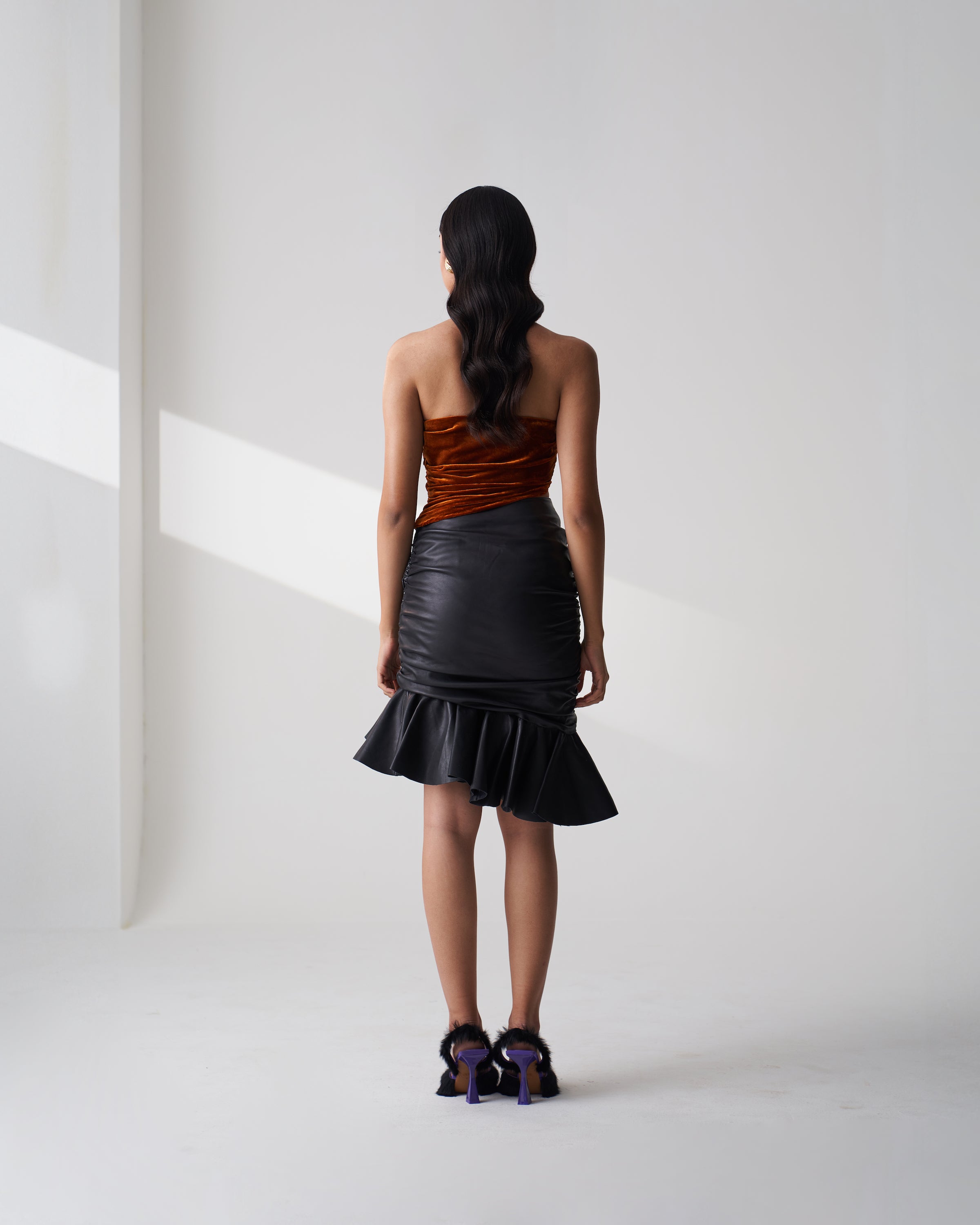 Asymmetrical Leather Skirt