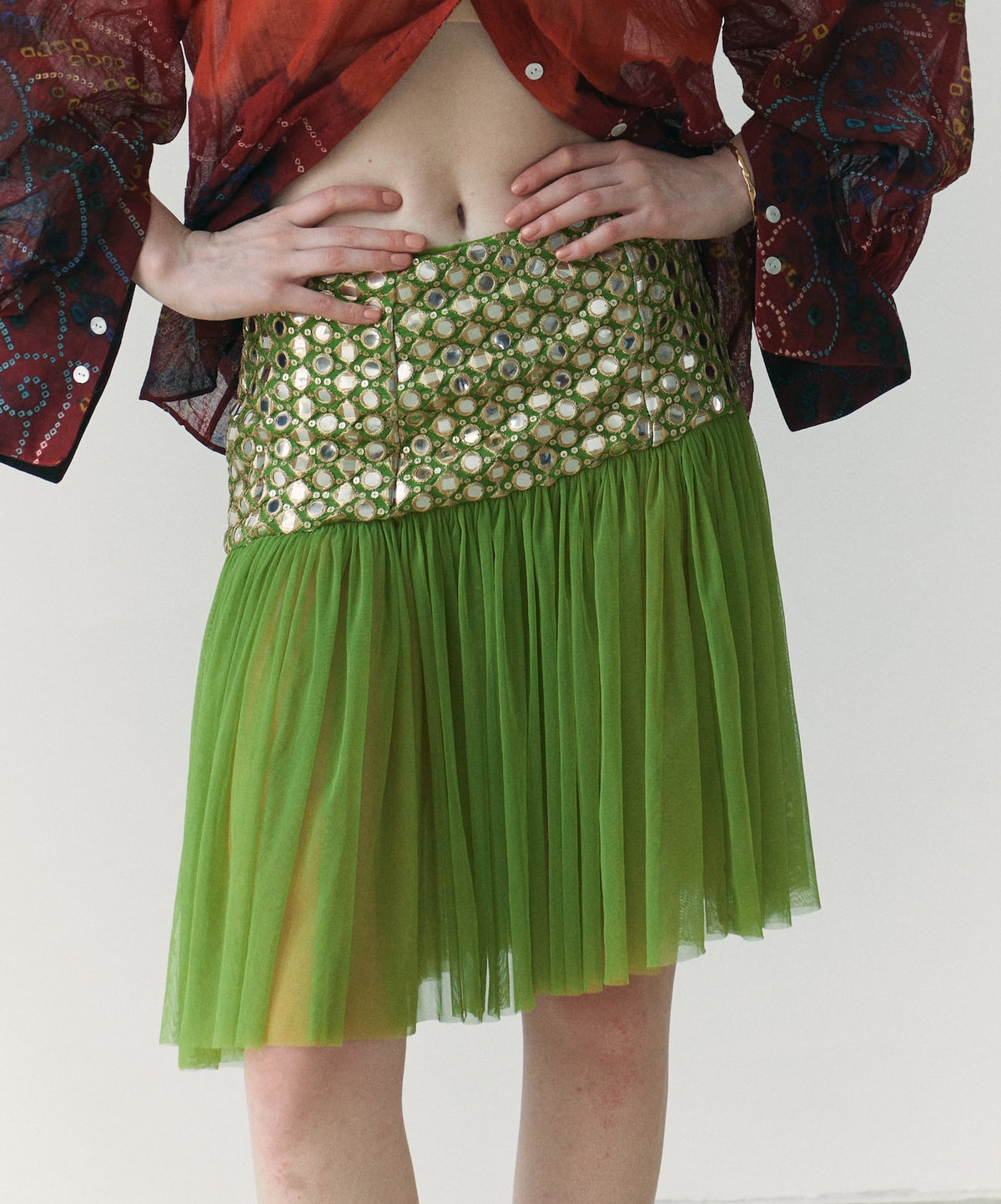 Mirror Work Mini Skirt