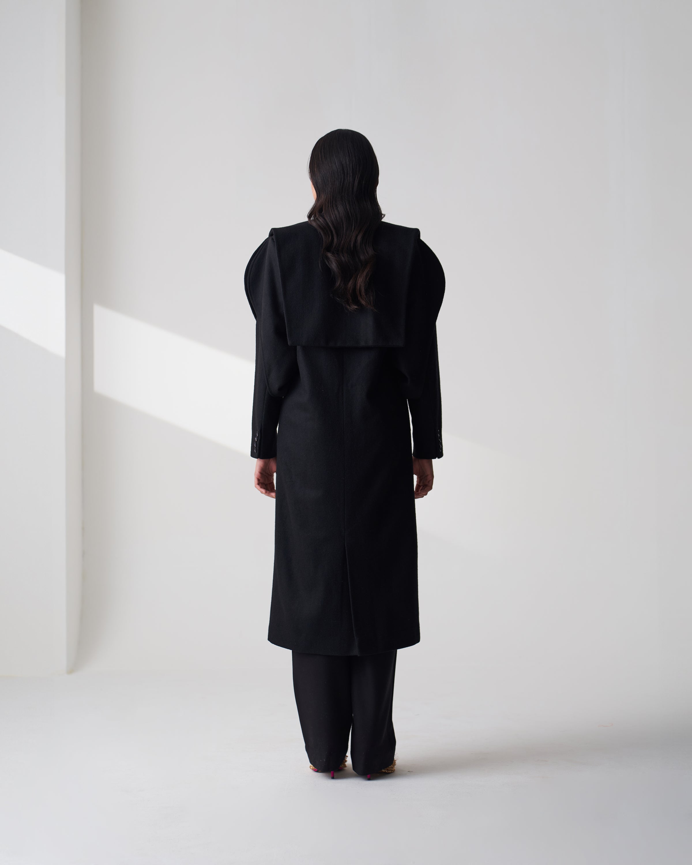 Black Wool Panel Coat